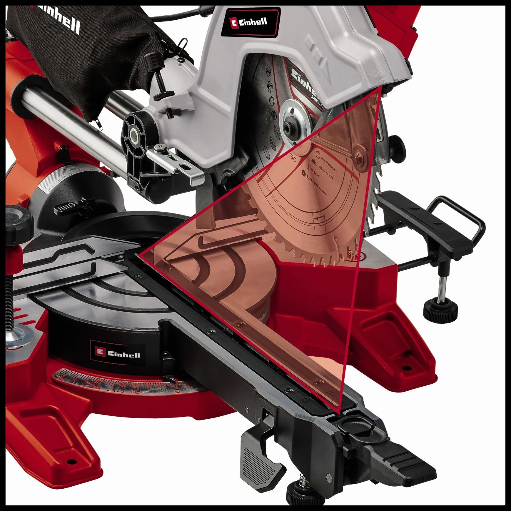Einhell Pilarka ukośna TE-SM 10 L Dual (2100 W, Ø 254 mm, szerokość cięcia 305 mm, głębokość cięcia 85 mm, laser liniowy, kątowa z łbem dwustronnym)