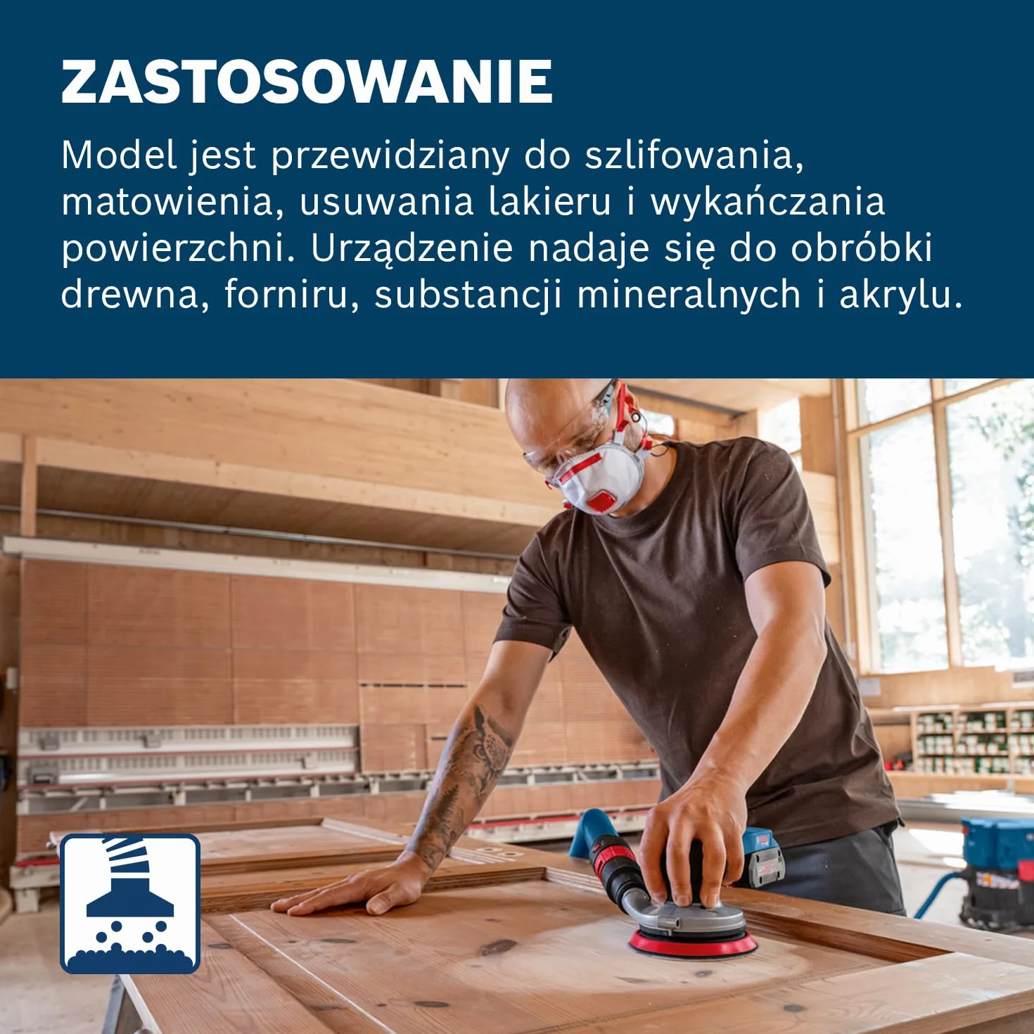 System profesjonalny 18 V firmy Bosch: akumulatorowa szlifierka mimośrodowa GEX 18V-125 talerz szlifierski 125 mm, 1 papier ścierny, worek na pył, walizka L-BOXX, bez akumulatora i ładowarki