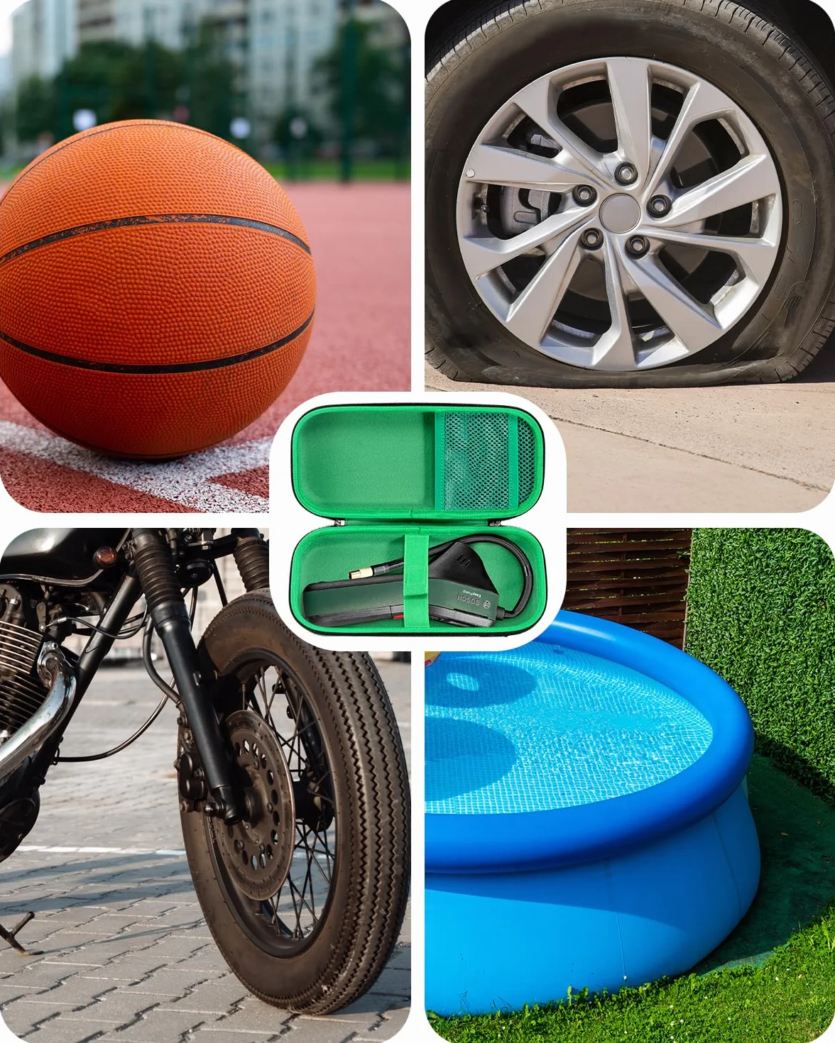RAIACE Twarda walizka podróżna, kompatybilna z pompką powietrzną Bosch/mini kompresorem EasyPump, z kieszenią z siatki na kable i akcesoria
