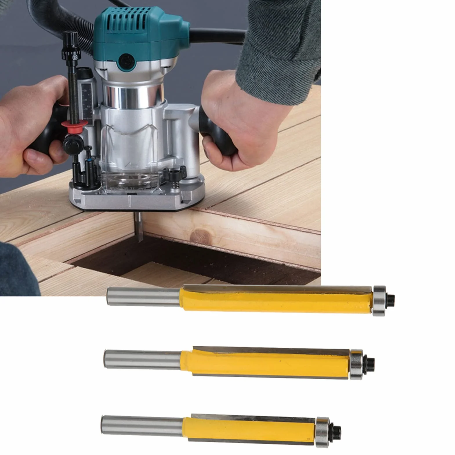 3-teiliges Fräser 8 mm Schaftlegierungs-Fräser mit Lagereckenschneidern für DIY-Holzarbeiten