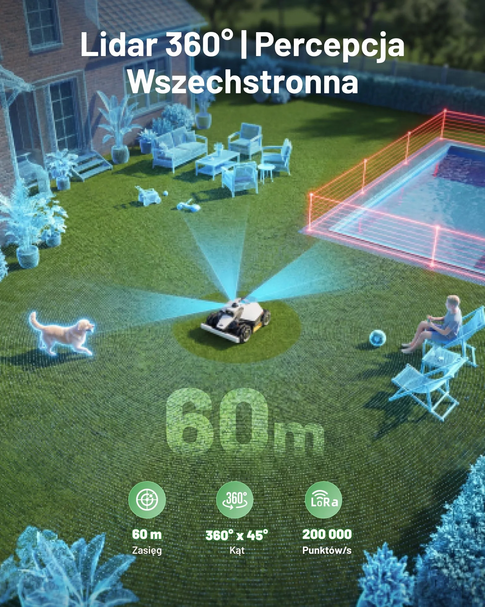 MAMMOTION LUBA mini 2 AWD 1500 Robot Koszący bez Przewodu Obwodowego LiDAR 360° Podwójna Kamera AI Vision Podwójne Tarcze Tnące Auto Regulacja Wysokości Nachylenie 80%