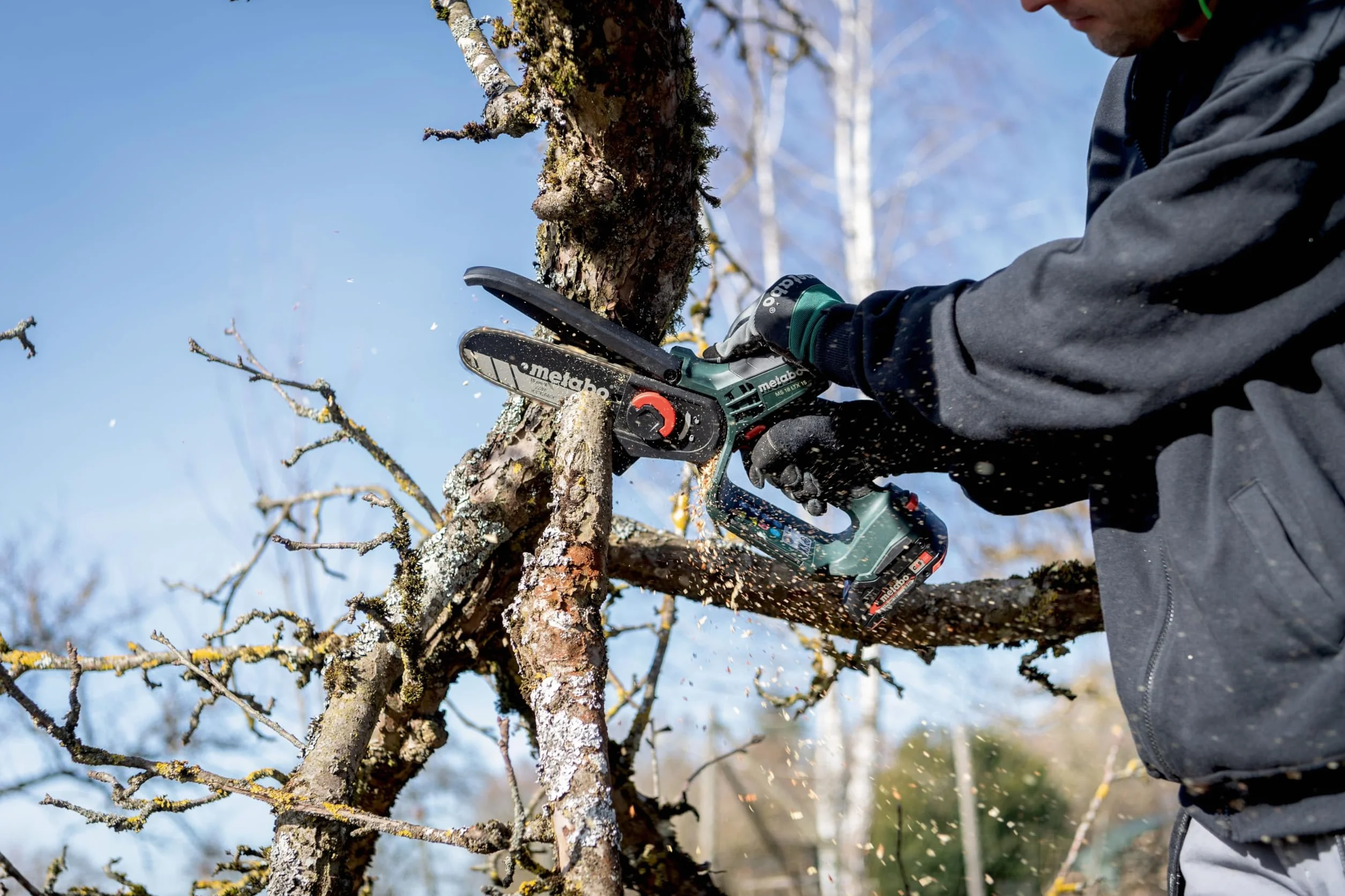 Metabo akumulatorowa piła do drewna – 600856840 – Mała pilarka łańcuchowa 15 cm do prac ogrodowych – Bez akumulatora – W zestawie metaBOX