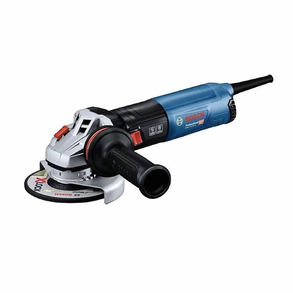 Bosch Professional: szlifierka kątowa GWS 14-125 S (1400 W, średnica tarczy 125 mm, rękojeść dodatkowa, osłona, klucz oczkowy, kołnierz mocujący, nakrętka mocująca)