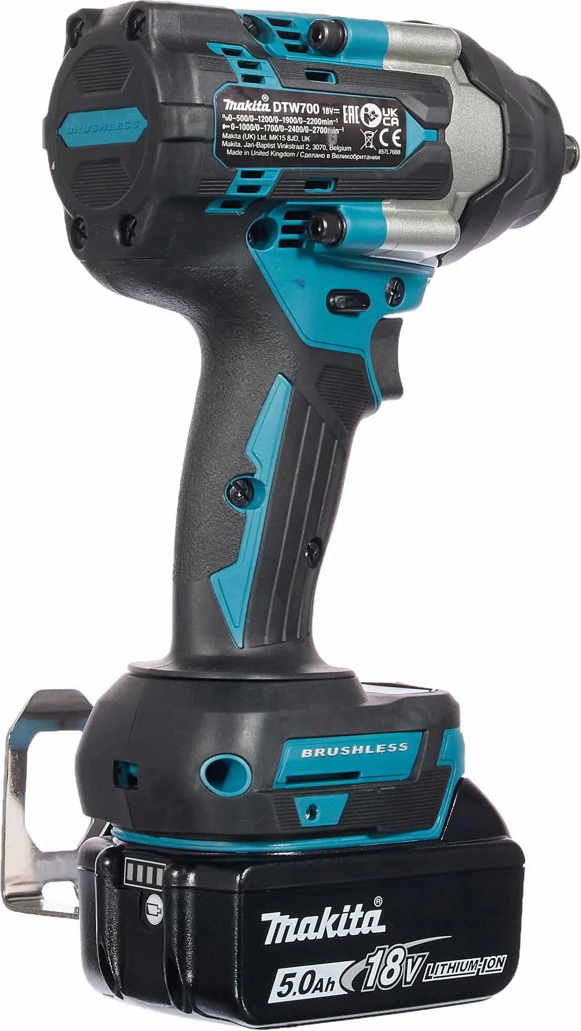 Makita DTW700RTJ 18V Li-ion LXT bezszczotkowy klucz udarowy w komplecie z 2 bateriami 5,0 Ah i ładowarką dostarczoną w etui Makpac