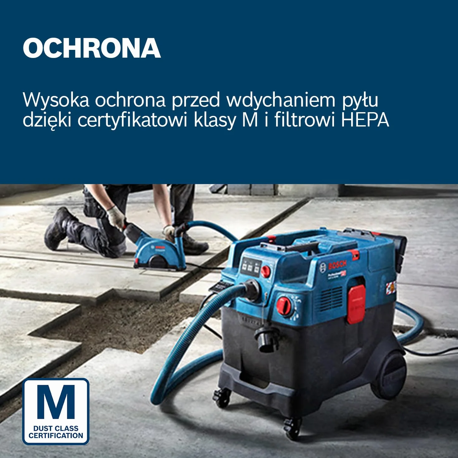 Bosch Professional: odkurzacz uniwersalny GAS 12-40 MA (moc 1200 W, automatyczne oczyszczanie filtra (AFC), filtr główny, wąż, adapter kombi do elektronarzędzia, szczotka kombi)