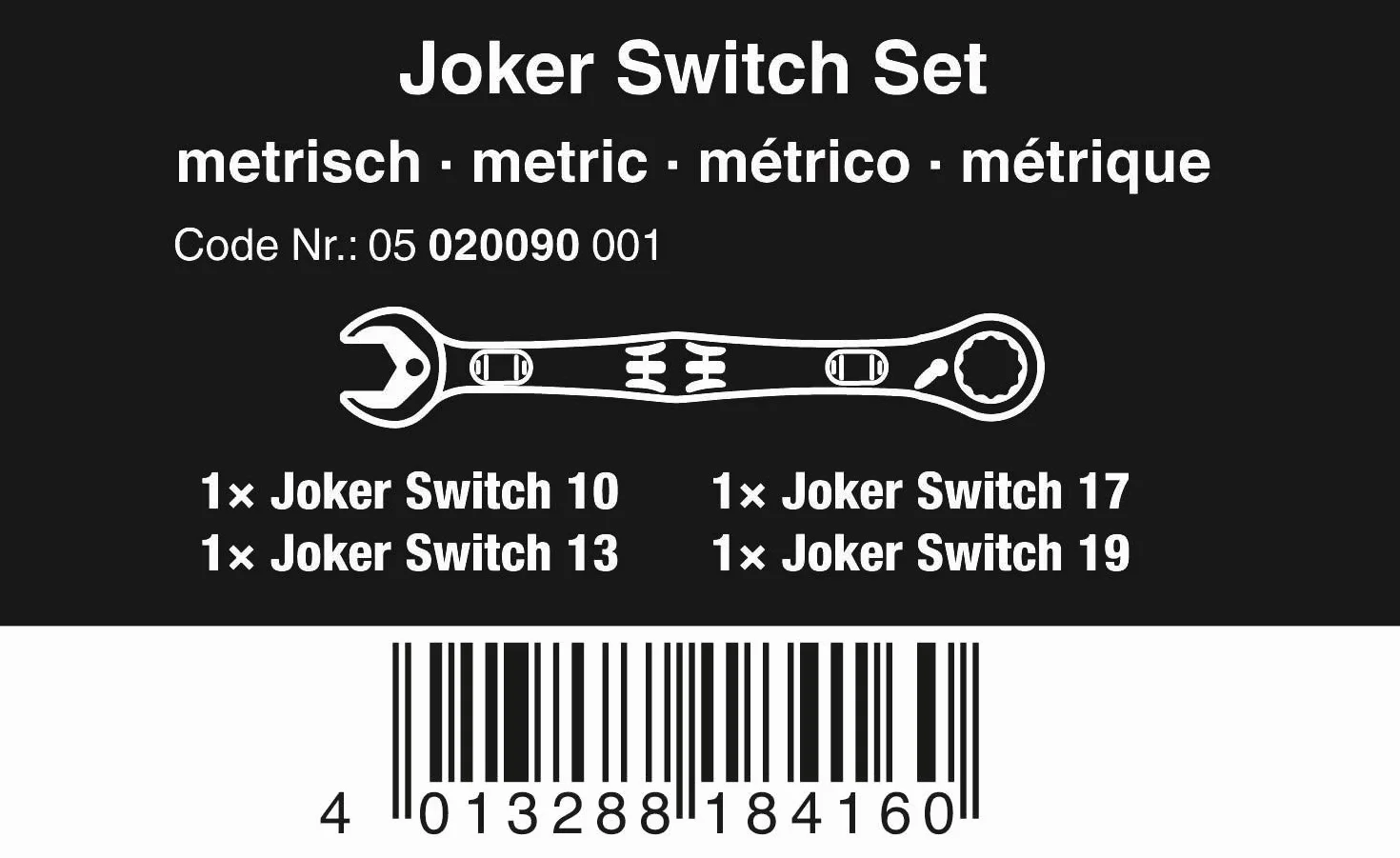 Zestaw 4 kluczy płasko-oczkowych z grzechotką Joker Switch w zwijanym etui 6001 Wera