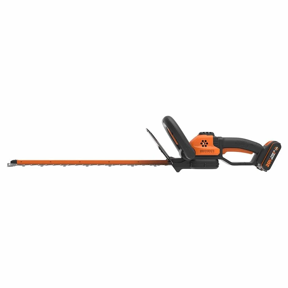 Obcinacze do żywopłotu akumulatorowego | WORX | WG264E | 20V Max. | Bateria 20V – 2Ah i ładowarka w zestawie |PowerShare | Podwójne ostrze Długość ostrza 56 cm | Odległość między zębami 20 mm |