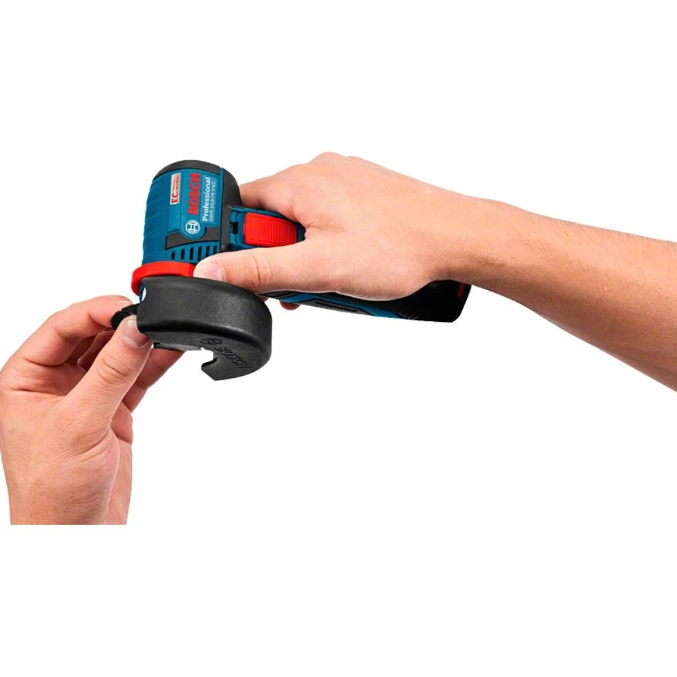 Bosch Professional system 12V: akumulatorowa szlifierka kątowa GWS 12V-76 (1 tarcza tnąca z węglików spiekanych, 2 tarcze tnące Inox, osłona)