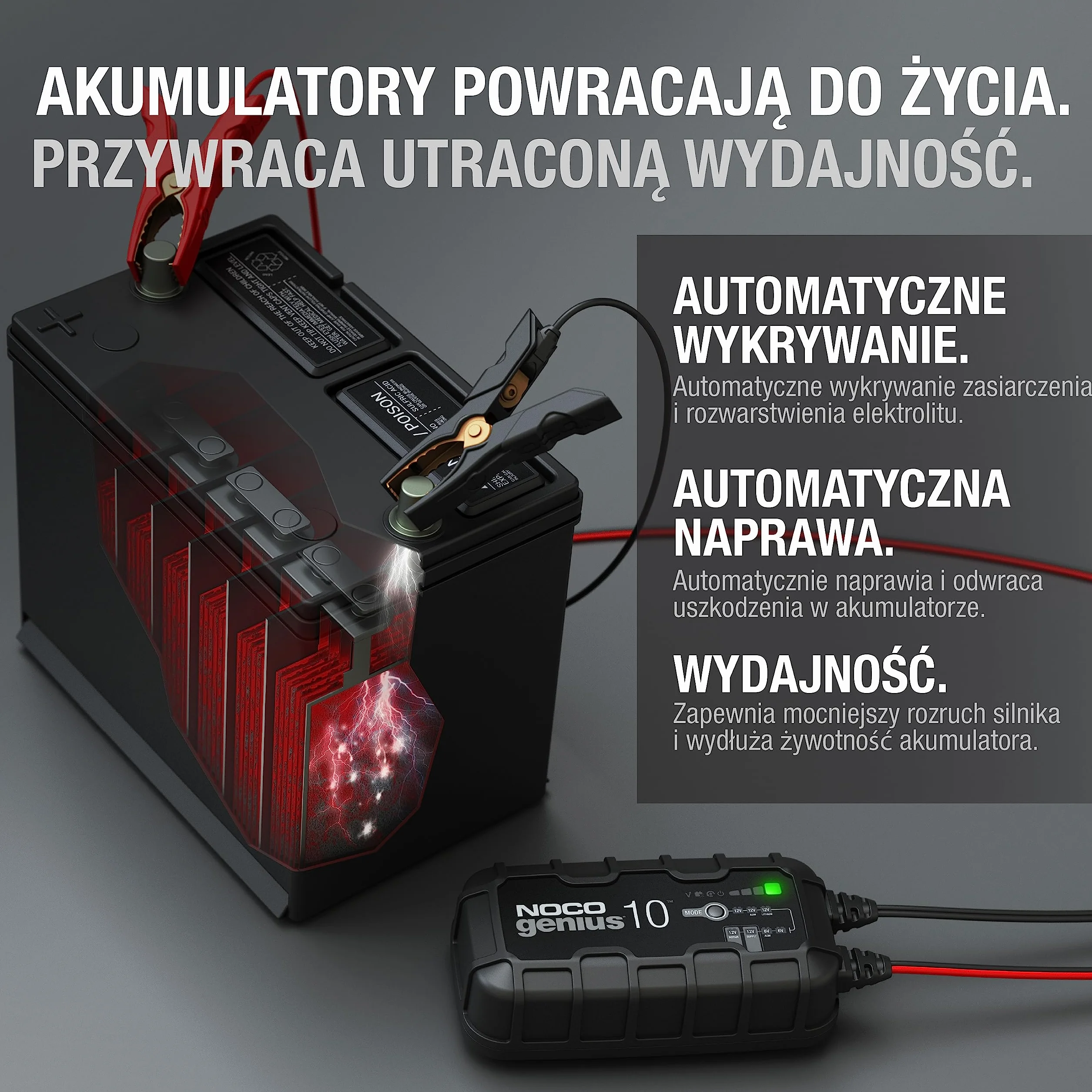 NOCO GENIUS10EU Inteligentna Ładowarka 10 A do Akumulatorów 6 V 12 V z Kompensacją Temperaturową