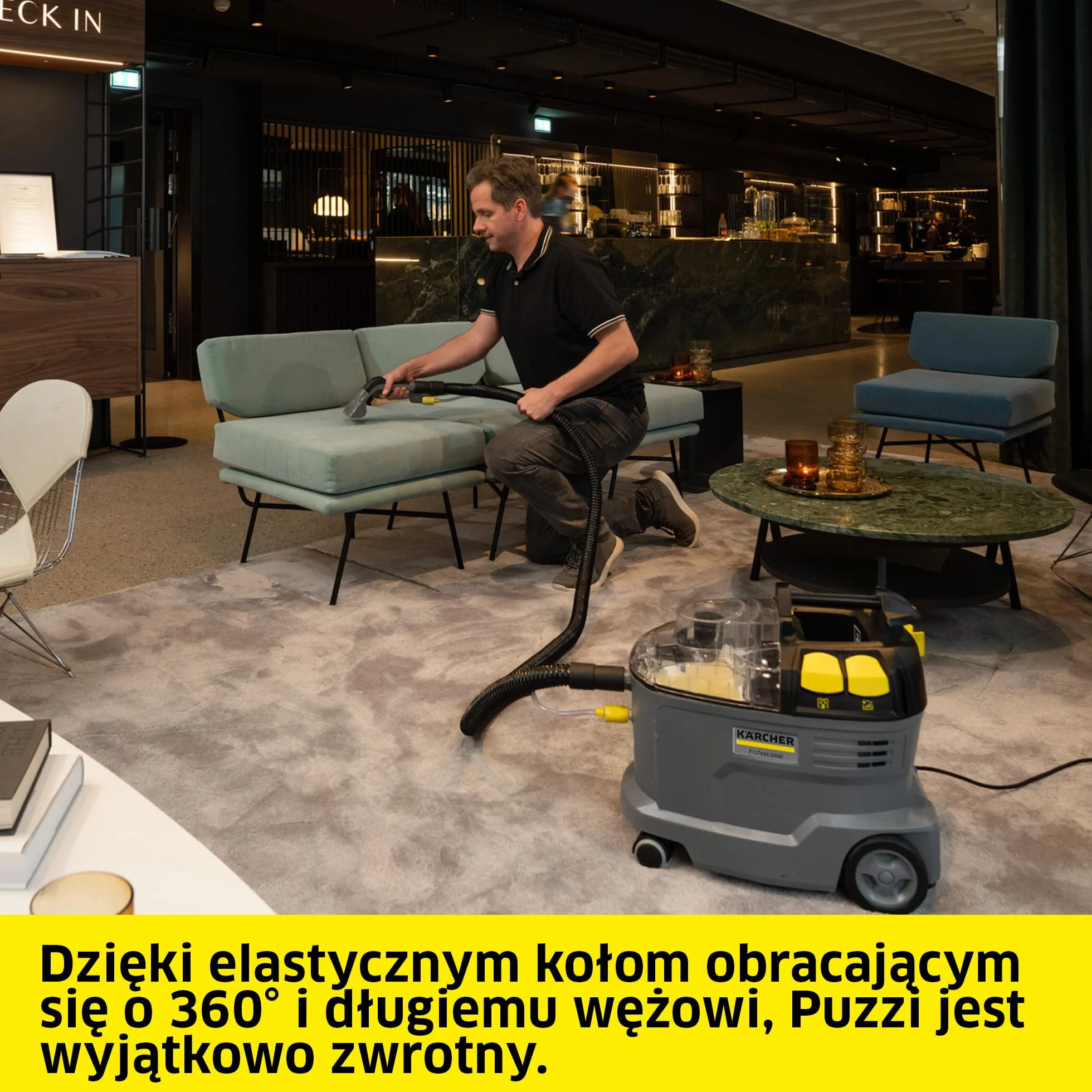 Kärcher Urządzenie ekstrakcyjne Puzzi 8/1, do tapicerki i powierzchni tekstylnych, zbiornik na czystą wodę: 8 l, natężenie rozpylania: 1 l/min, wydajność powierzchniowa: 12-18 m2/h, dysza do tapicerki