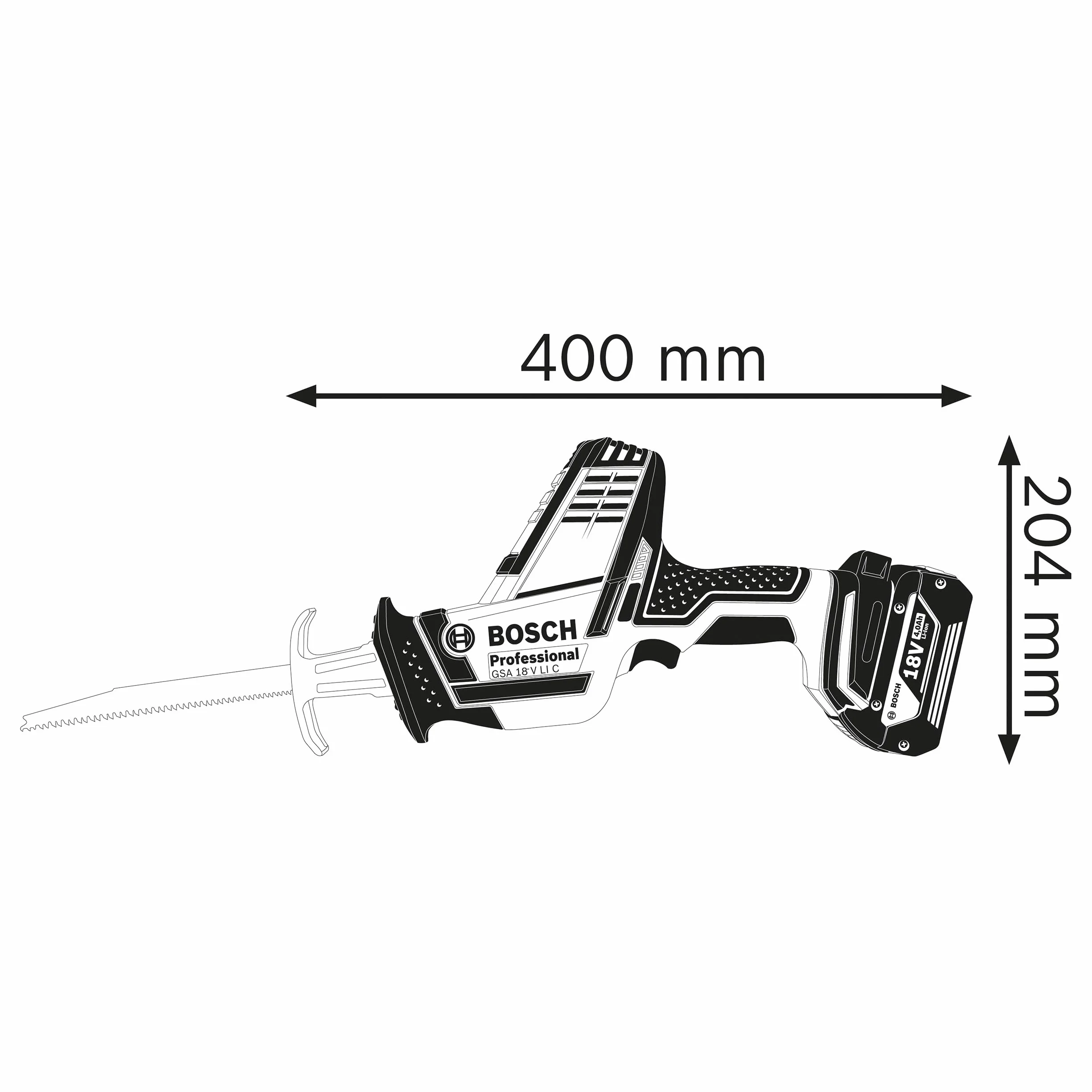 Bosch Professional system 18V: akumulatorowa piła szablasta GSA 18V-LI C (wersja Compact, 4 brzeszczoty)
