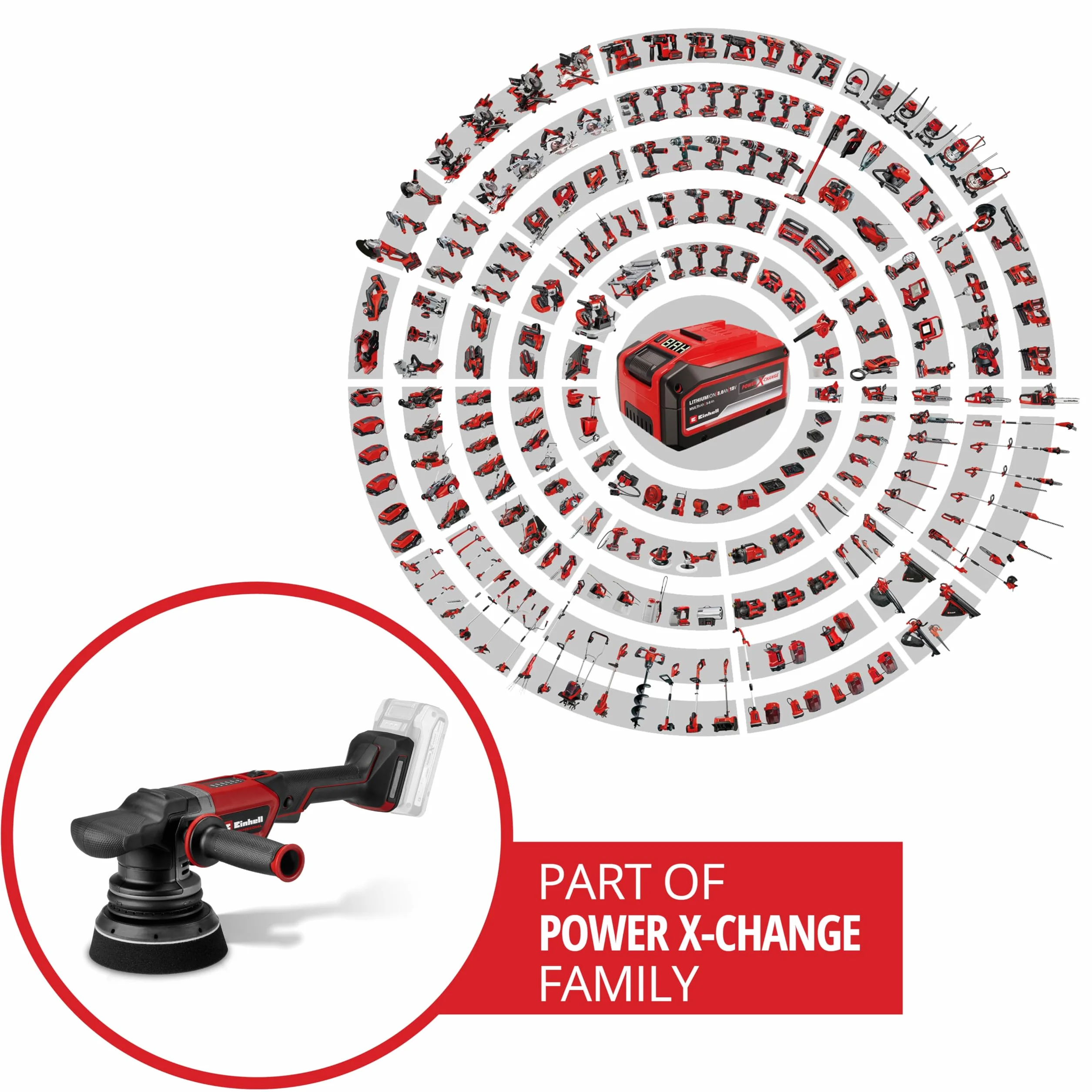 Einhell Profesjonalna mimośrodowa polerka akumulatorowa CP-EP 18/125 Li BL-Solo Power X-Change (18 V, 125 mm polerowanie, bezszczotkowa, 500-3800 v/min, w zestawie 3x łopatki polerskie, bez baterii)