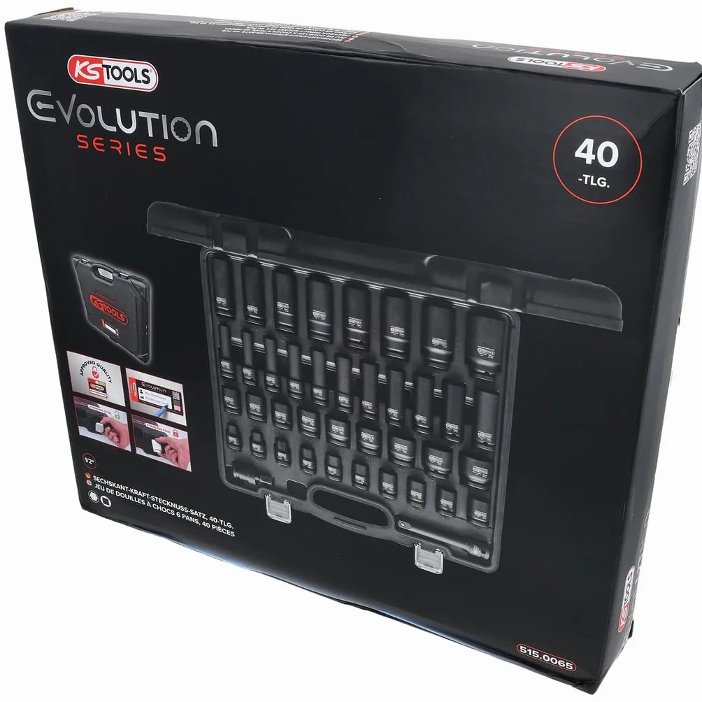 KS Tools 515.0065 1/2" Zestaw nasadek udarowych sześciokątnych, 40-szt