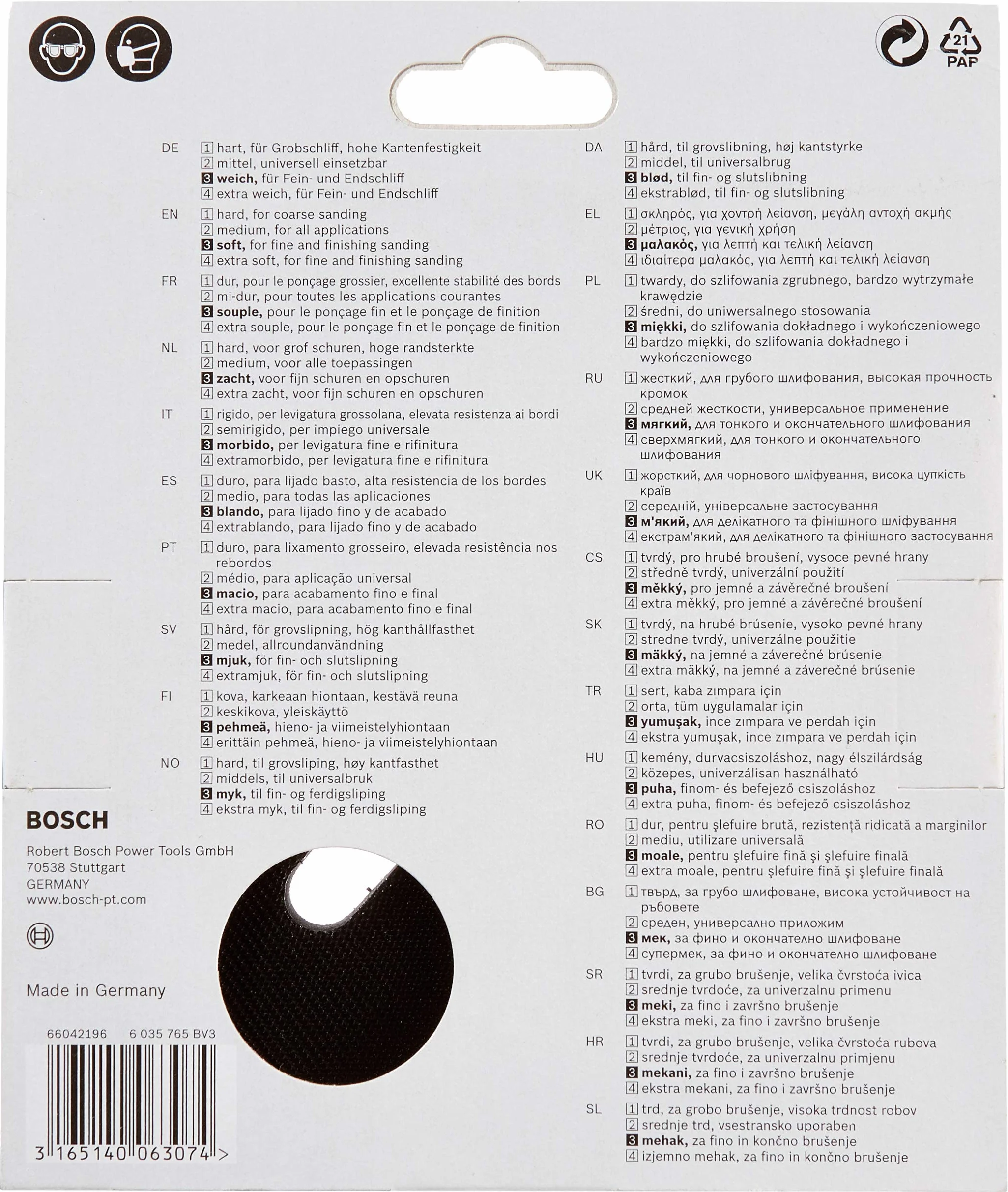 Bosch 1 x podkładka szlifierska (farba, tynk, Ø 150 mm, 6 otworów, miękka, akcesoria do szlifierki mimośrodowej