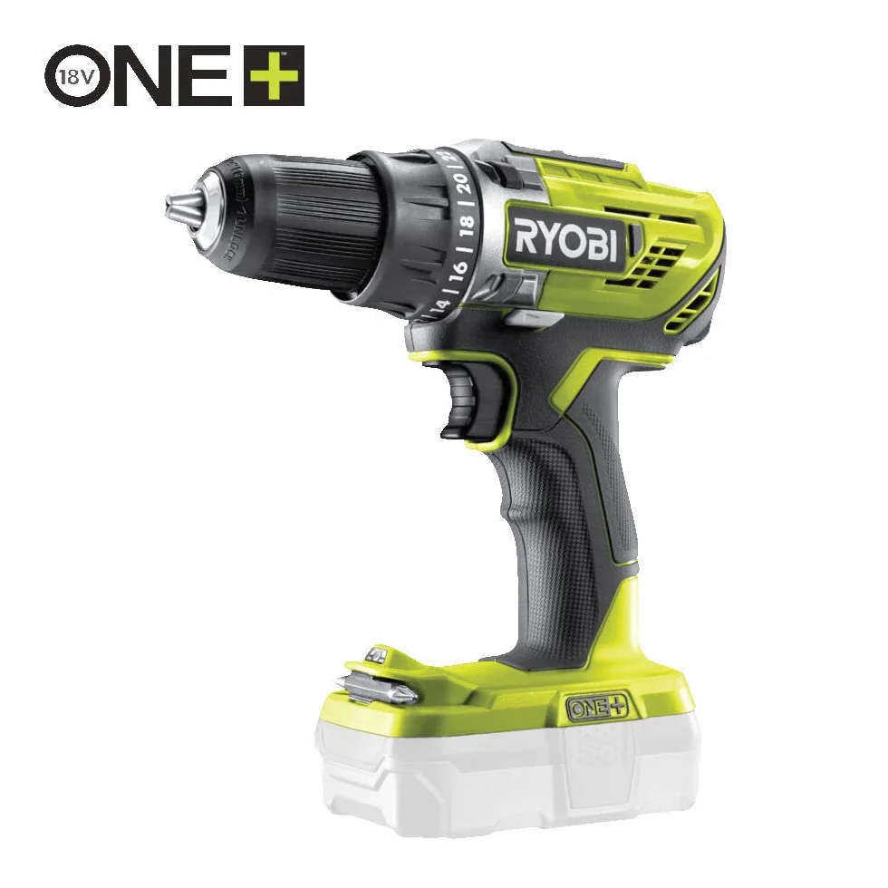 Ryobi Wiertarko-Wkrętarka 18V, 50 Nm, 2 Biegi 0-500/0-1800 obr/min, Bezkluczykowy Uchwyt Wiertarski 13 mm, zestaw: 2×2.0 Ah + ładowarka, R18DD3-220S