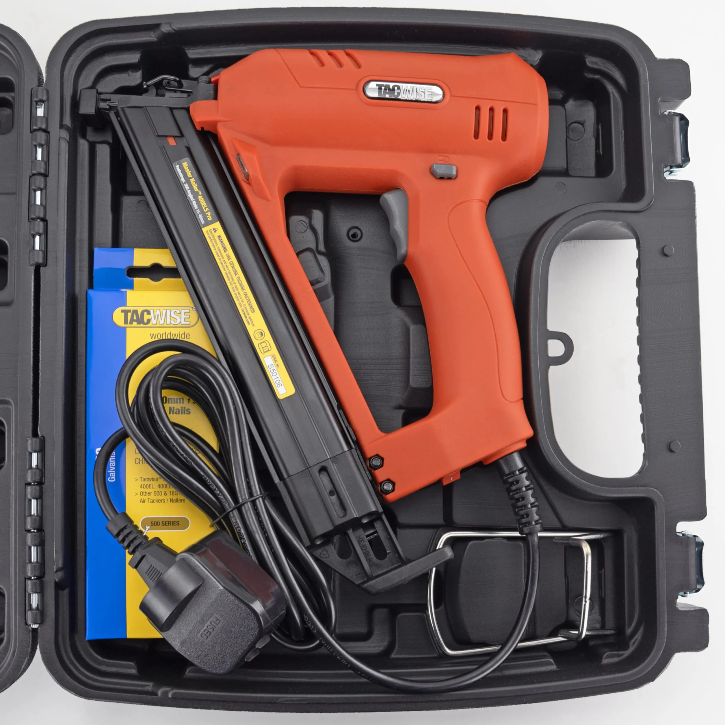 Tacwise 1704 Master Nailer 400ELS Pro, kątowa gwoździarka elektryczna z 1000 gwoździami, użyj gwoździ typu 500 (18G)