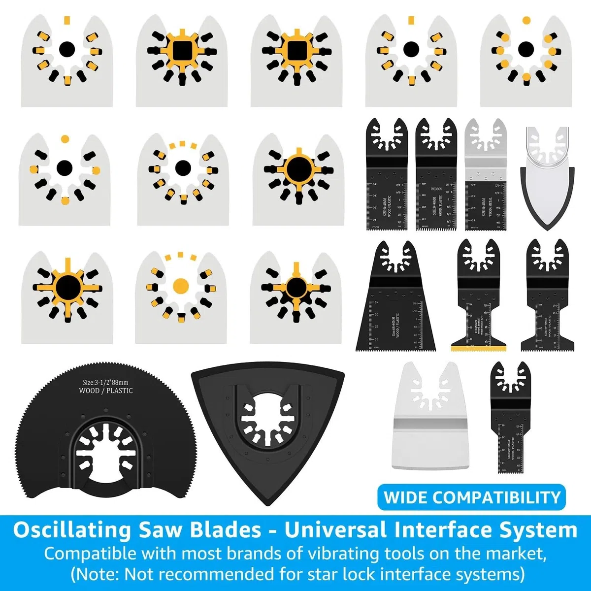 94/72Pcs Multi Cutter Blade Oscillating Blade Quick Change Multi Saw Blade With Sandpaper Metal Wood Cutting Tool(94pcs)