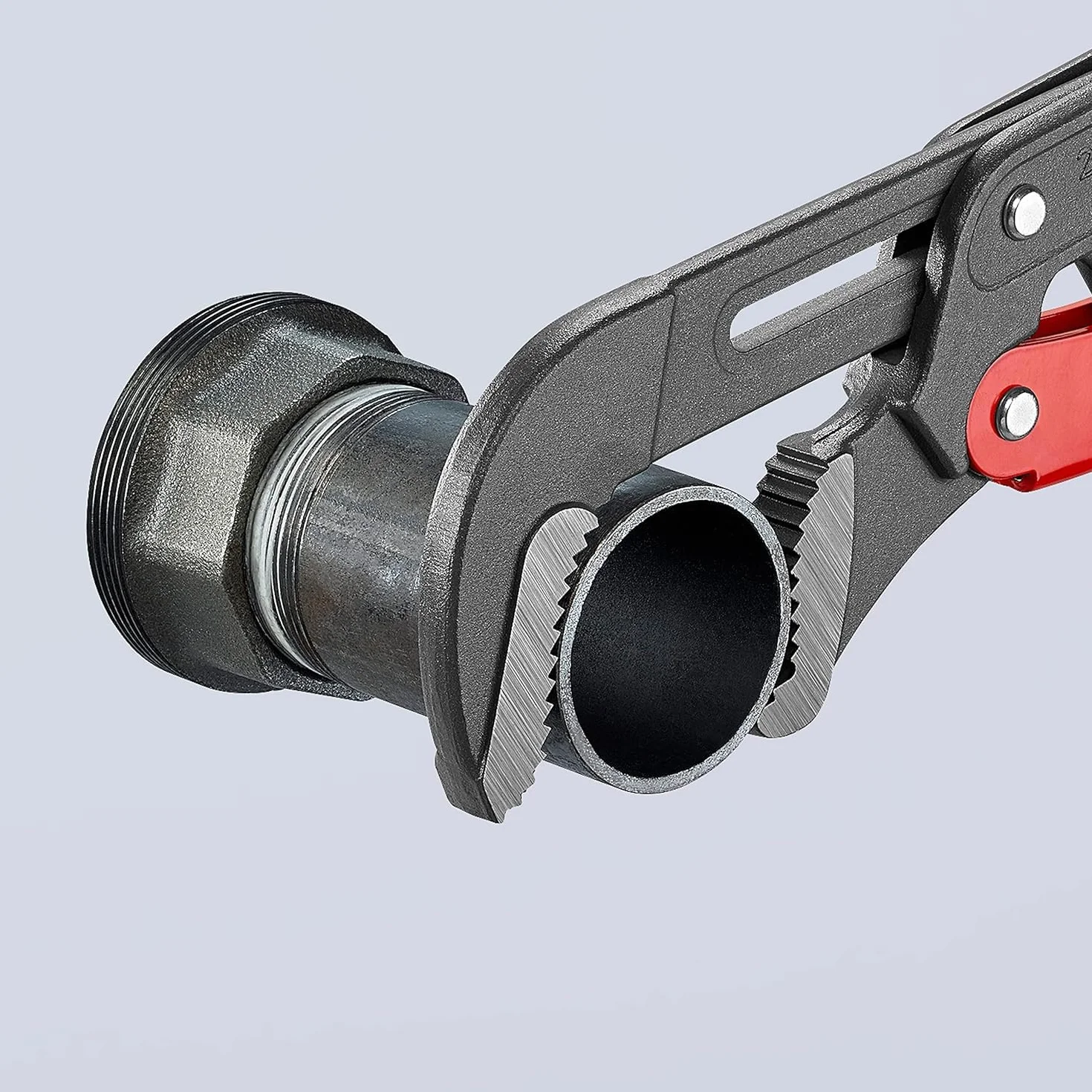 KNIPEX Klucz nastawny do rur ze szczękami typu S z przyciskiem szybkiej regulacji Malowane proszkowo, szare z tworzywa sztucznego, 83 61 020