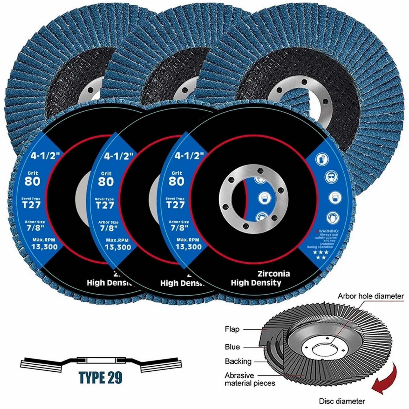 Szlifierka kątowa tarcze szlifierskie 2/10 szt. 4,5 cala tarcze listkowe 115mm cyrkonia szlifierka szlifierka kątowa tarcza polerska do metalu cięcie drewna(10pcs,Grit 80)