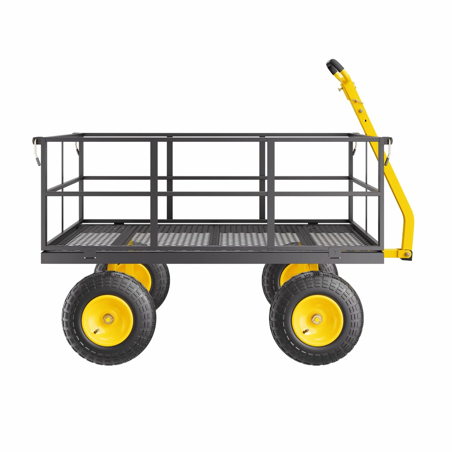 VEVOR Wózek ogrodowy ze stali nierdzewnej 635 kg Heavy Duty Holowanie Wózek ogrodowy, Zewnętrzna metalowa przyczepa ogrodowa z oponami 330 mm Zdejmowane boki z siatki