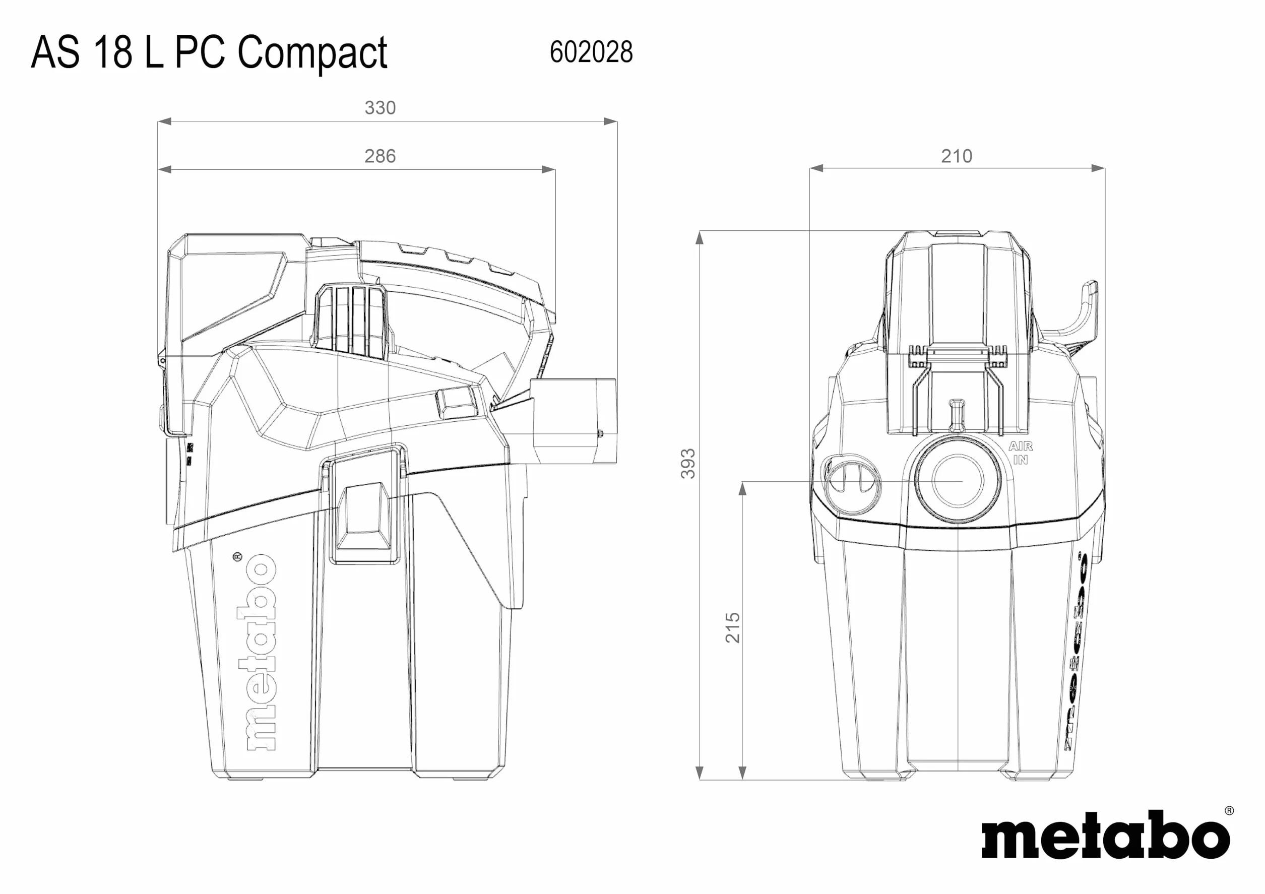 Metabo AS 18 l PC Compact odkurzacz akumulatorowy 18 V z ręcznym czyszczeniem filtra