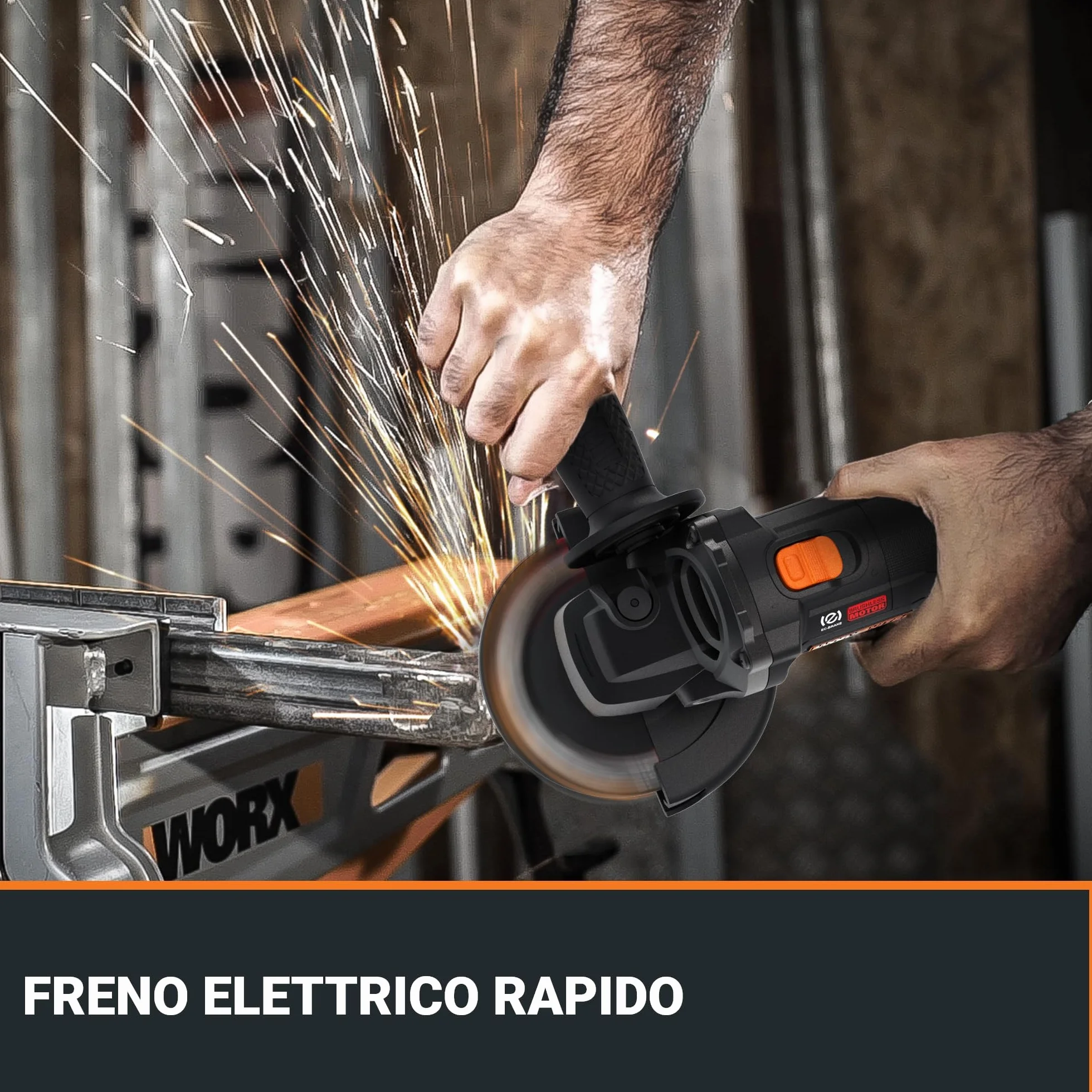 Szlifierka kątowa Worx 20 V 125 mm | WX814.9 | moc odpowiadająca 1000 W, 50% szybsze cięcie, kompaktowa konstrukcja