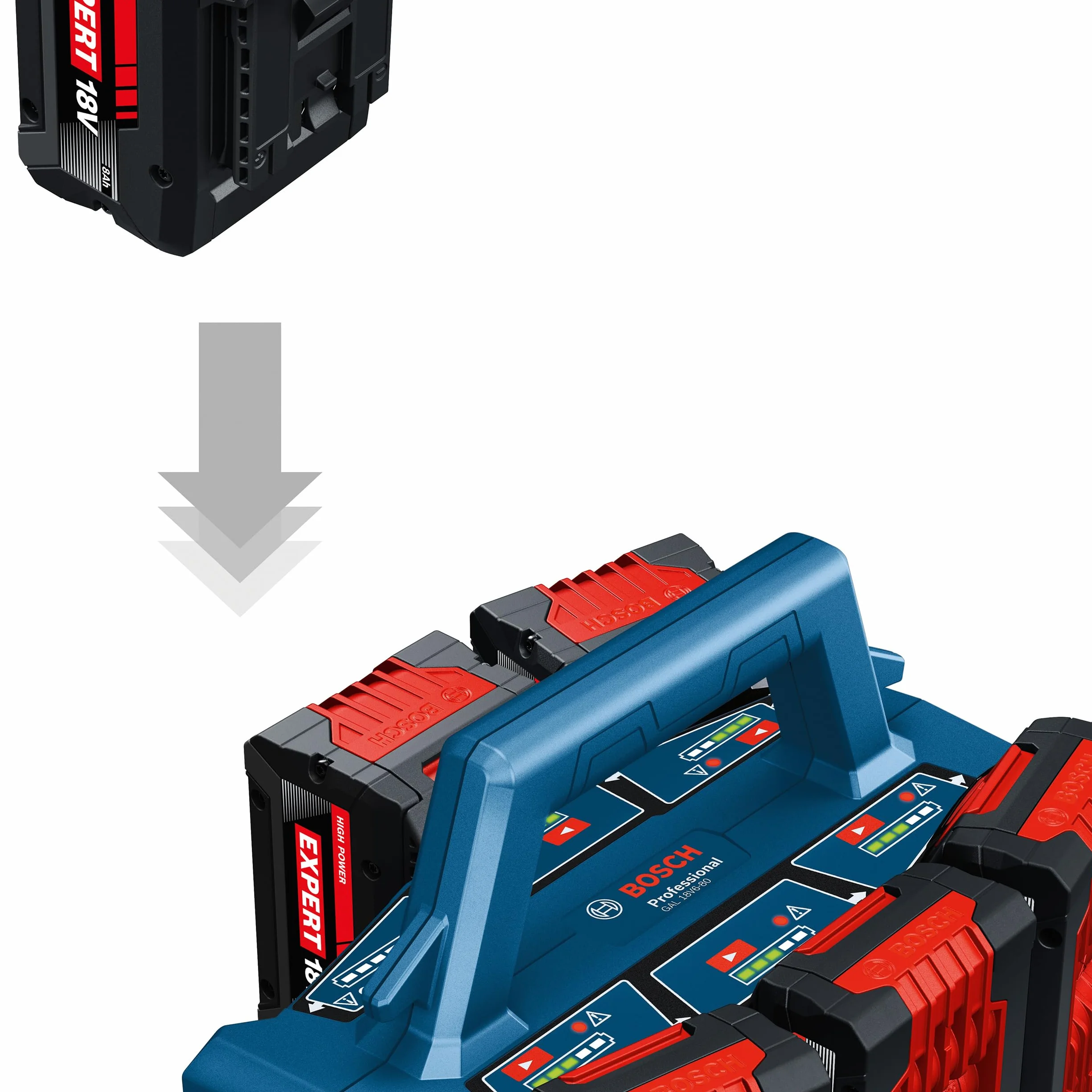 Bosch Professional szybka ładowarka GAL 18V6-80 18V z adapterem do L-BOXX