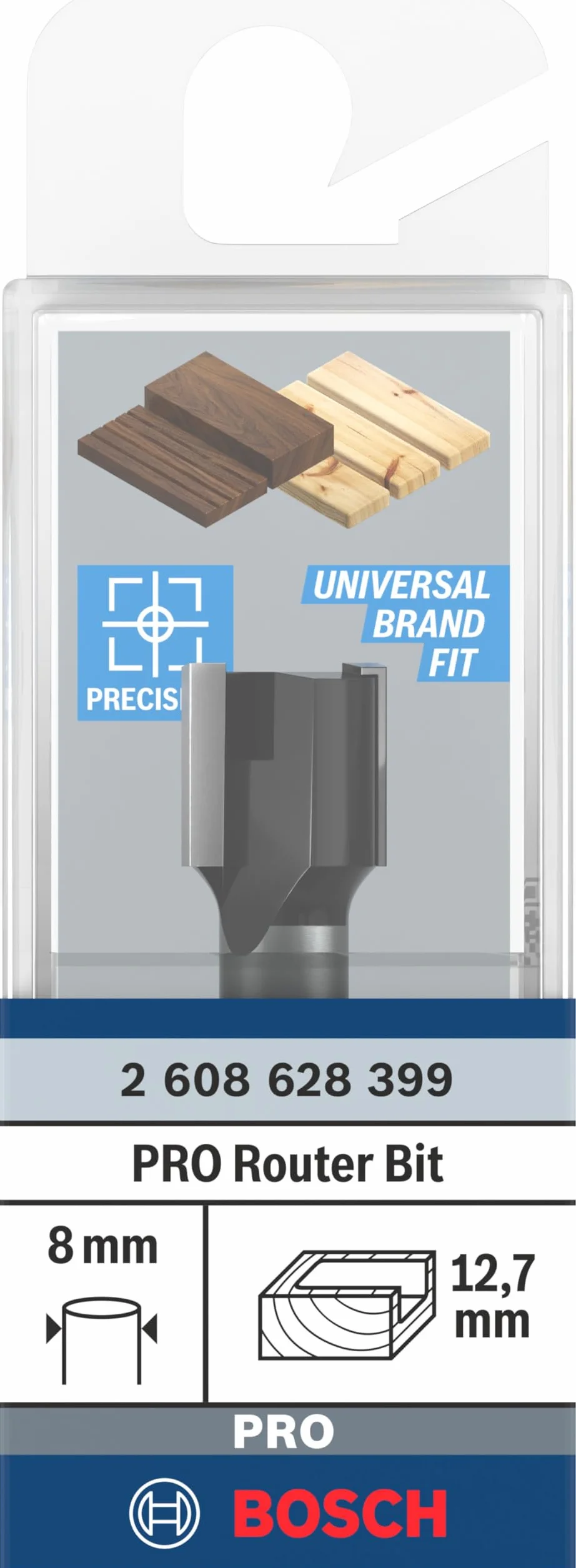Bosch 1x Frez PRO do zagłębień pod zawiasy (do Miękkie drewno, Twarde drewno, Ø 12,7 mm, Professional Akcesoria Frez ręczny, Frez krawędziowy)