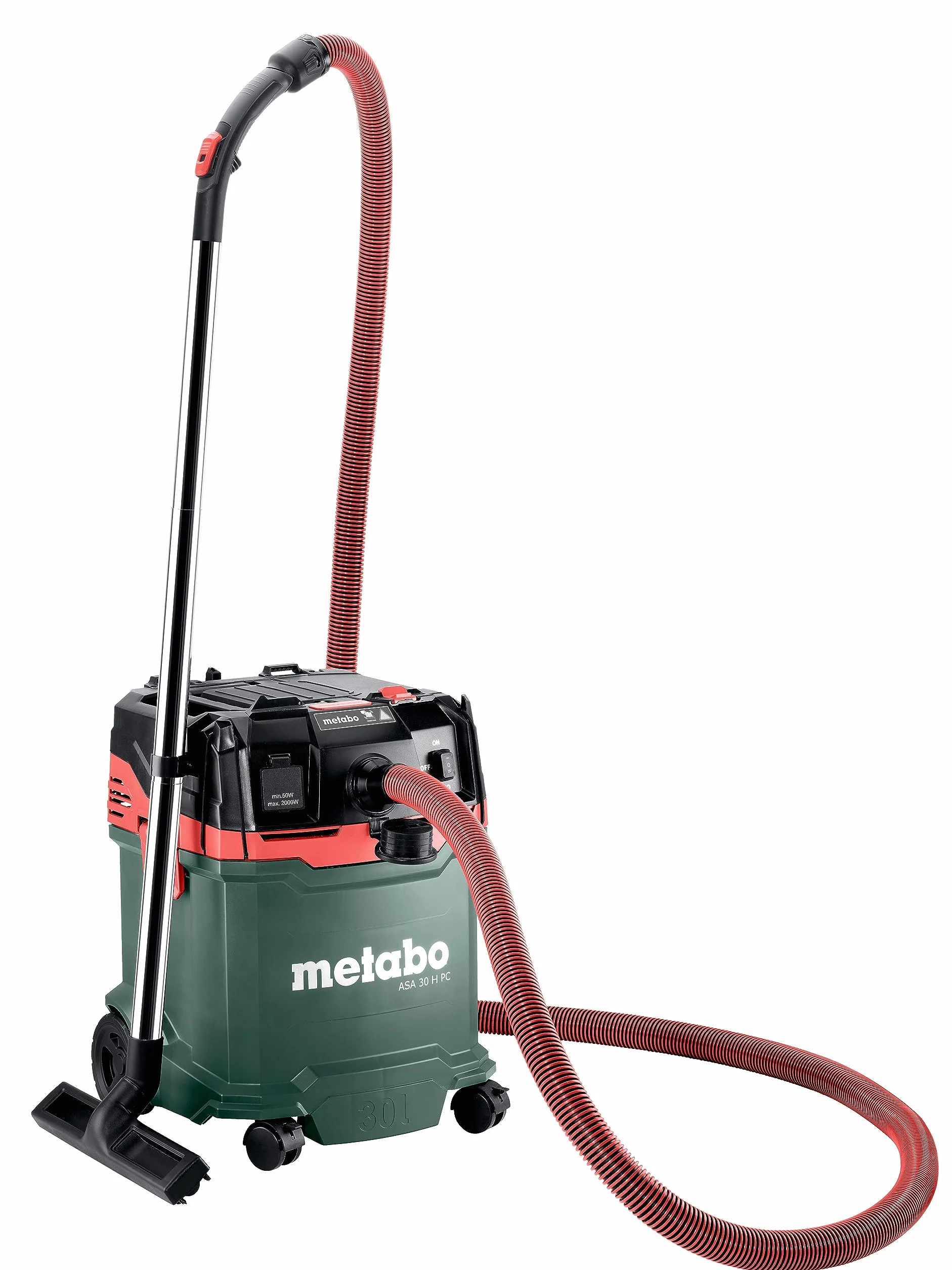 Odkurzacz uniwersalny metabo ASA 30 H PC - Odkurzacz do pracy na mokro/sucho ze zintegrowanym filtrem czyszczącym - 1200 W, 30 l, klasa pyłu H, antystatyczny - Do placów budowy i warsztatów