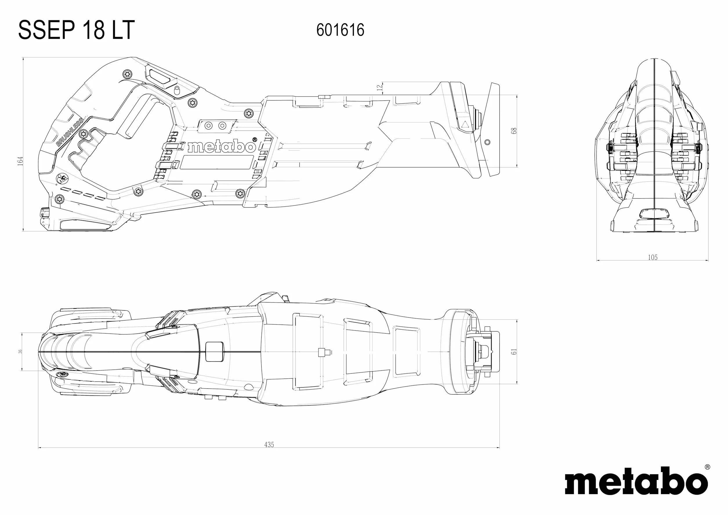 Metabo Akumulatorowa piła szablasta SSEP 18 LT 18 V, z uchwytem Softgrip, prędkość skokowa 0-3000 obr./min, beznarzędziowa wymiana brzeszczotu, piła 601616850