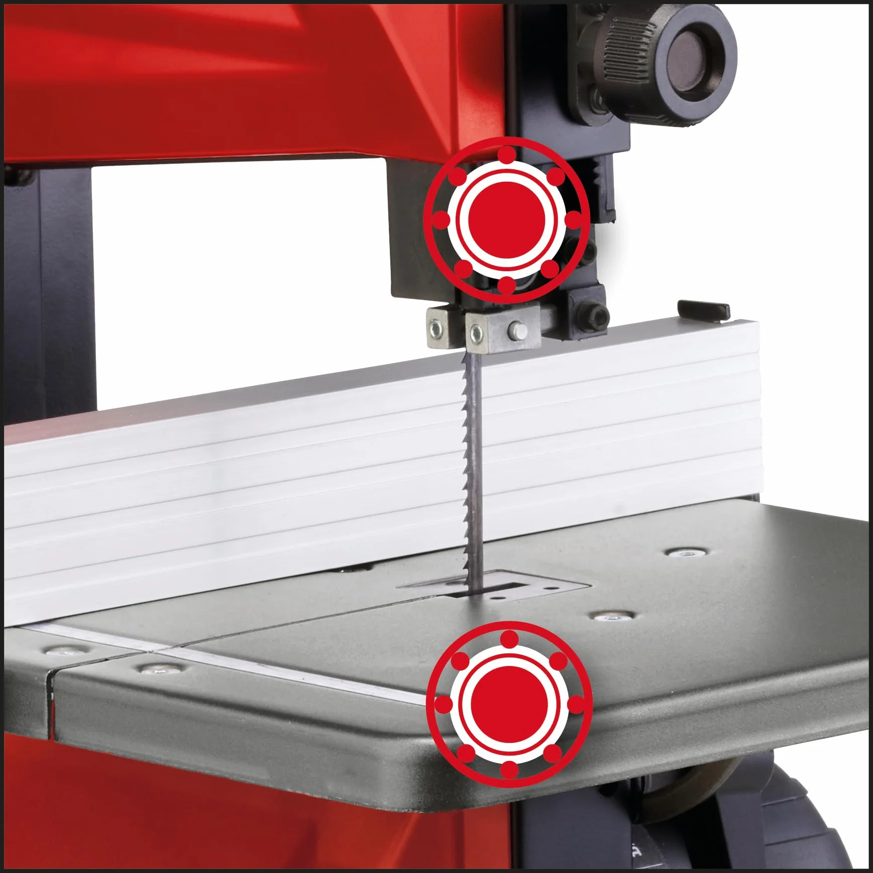 Einhell Piła taśmowa TC-SB 200/1 (wymiana brzeszczotu bez użycia narzędzi, prowadnica równoległa, regulacja wysokości, prowadnica na łożyskach kulkowych, bezstopniowe nachylenie stołu: