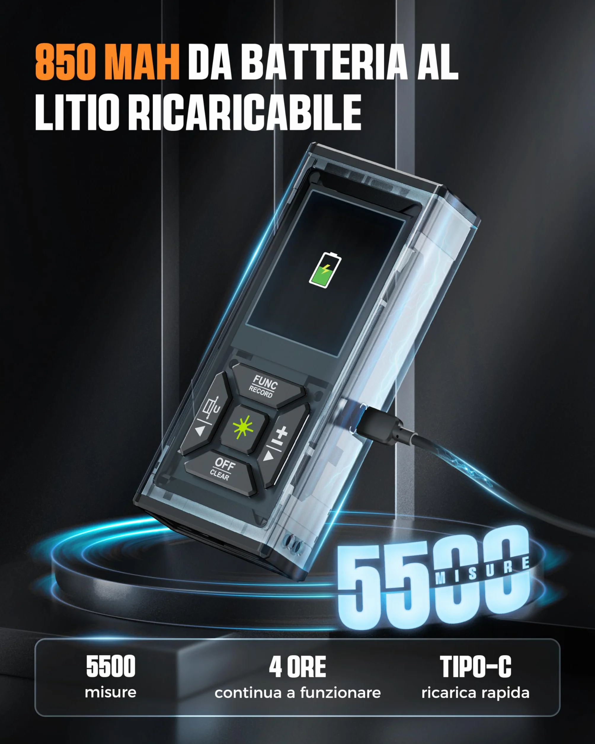Dwustronny dalmierz laserowy zielony, wielofunkcyjny dalmierz laserowy CIGMAN 120m/390Ft z wyświetlaczem LCD, funkcją przyciągania magnetycznego, czujnikiem kąta, trybem Pitagorasa, obszarem i objętoś
