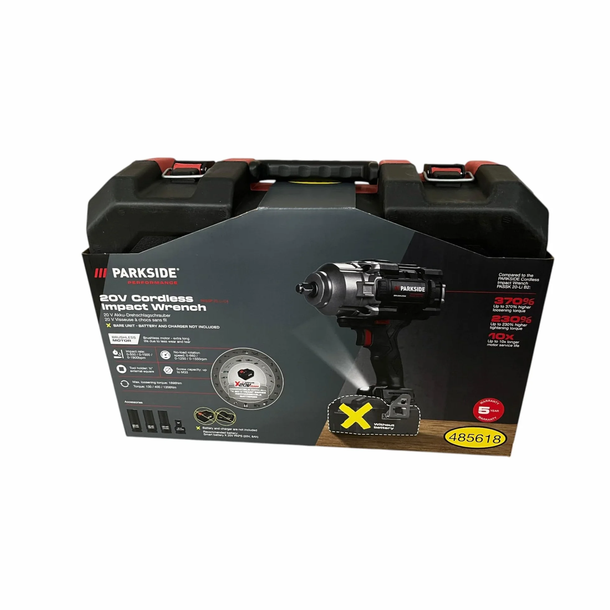 Parkside Performance akumulatorowa wkrętarka udarowa PASSP 20 Li X20V 1898 Nm M33 1/2 walizka transportowa