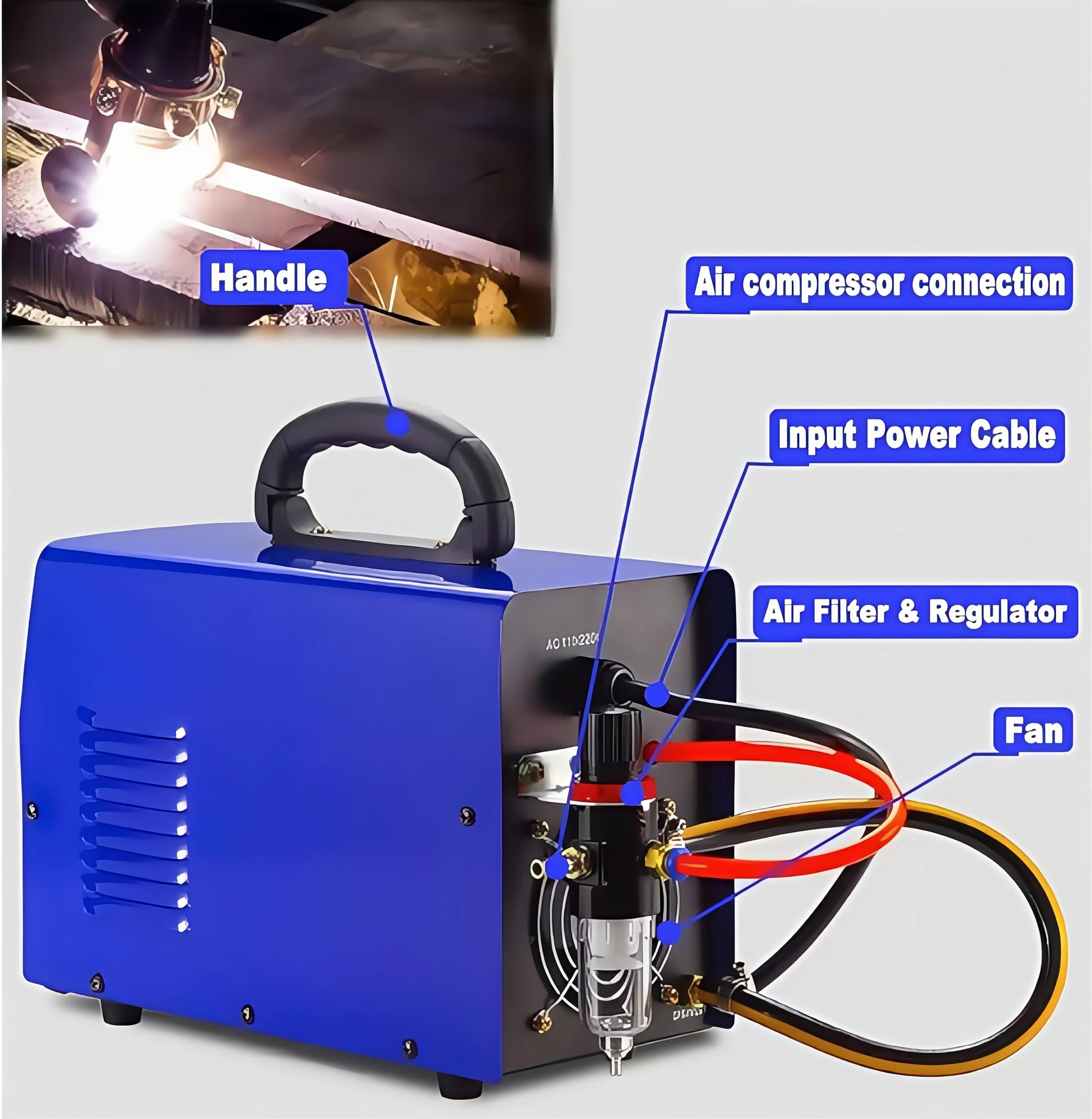 Przecinarka plazmowa 220 V 55 A, HF Non-Touch Pilot Arc, maks. grubość cięcia 20 mm, 15 mm czyste cięcie (PLC55P)