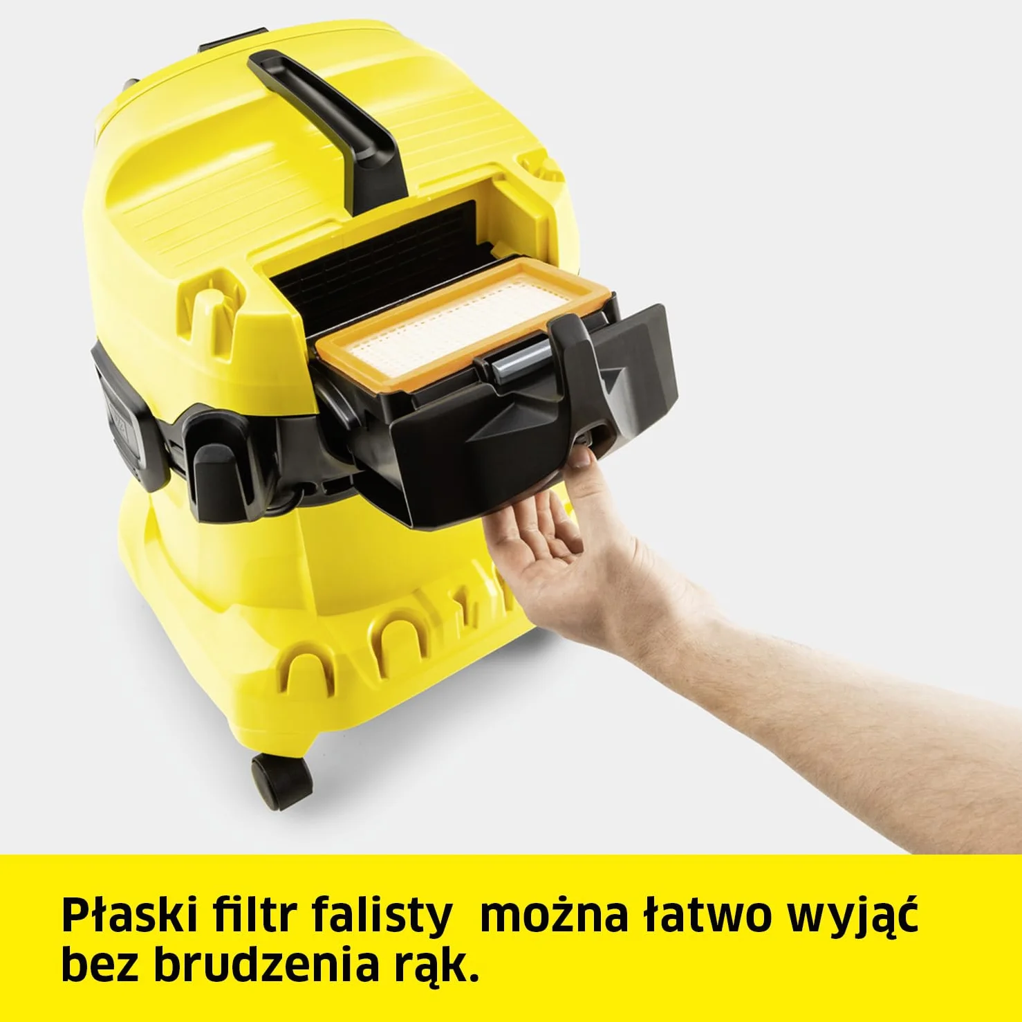 Kärcher na mokro/sucho WD 4 P V-20/5/22, 1000 W, plastikowy pojemnik: 20 l, wąż: 2,2 m, funkcja wydmuchu, gniazdo z włącznikiem/wyłącznikiem, filtr, ssawka podłogowa i szczelinowa, worek filtrujący