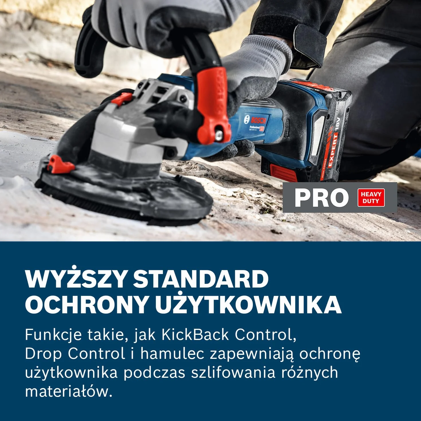 Bosch Professional 18V System Akumulatorowa szlifierka do betonu GBR 18V-15 S (walizka L-BOXX 238, diamentowa tarcza garnkowa, klucz widełkowy, zapasowy dwuczęściowy wieniec szczotkowy)