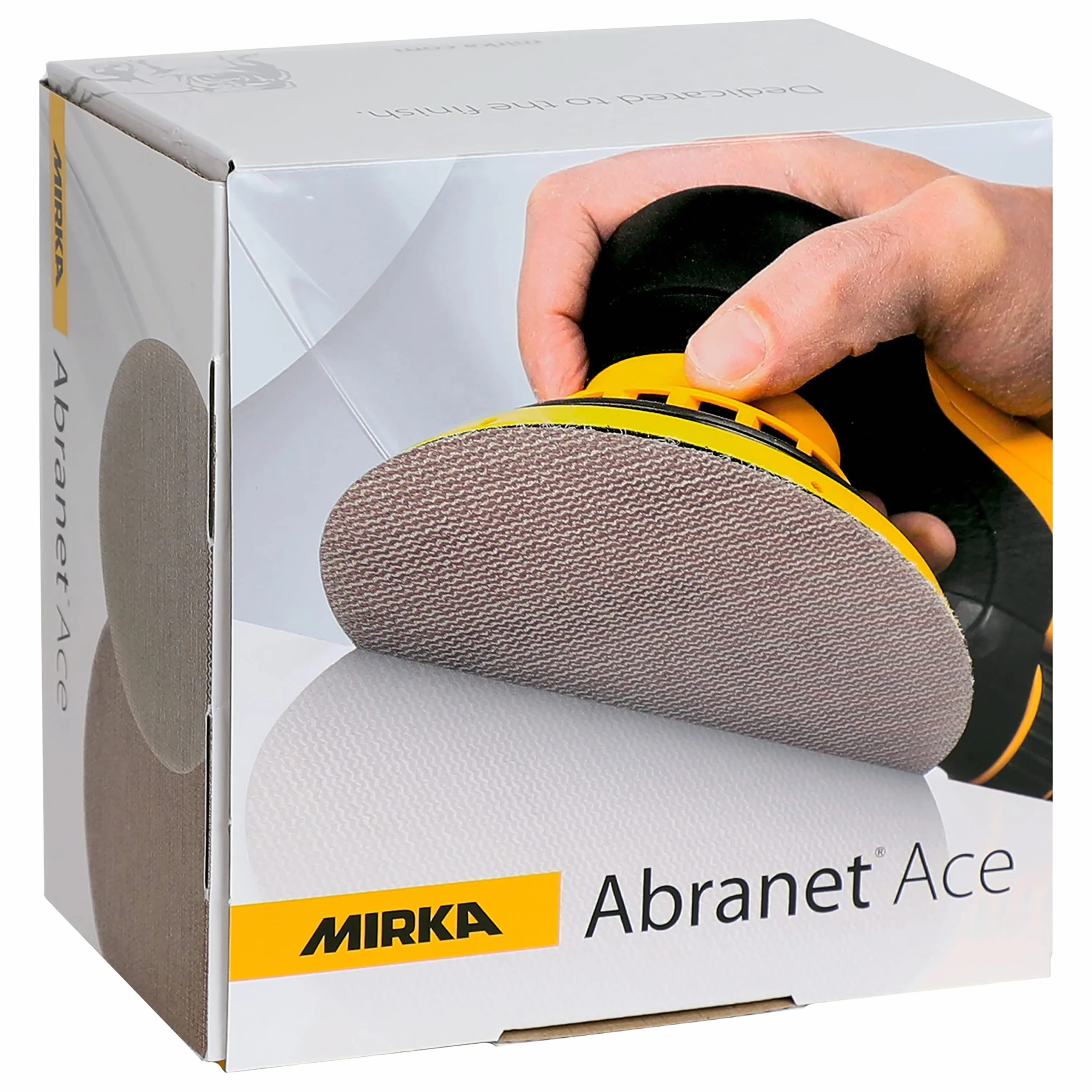 Mirka Abranet Ace tarcze szlifierskie Ø 150 mm na rzep / P120 ziarno / 50 szt/Do wszystkich szlifierek oscylacyjnych 150 mm/Półceramiczne/Do szlifowania twardych powierzchni, drewna, metalu