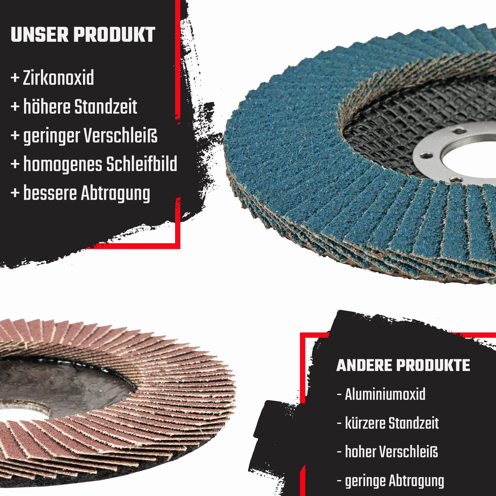 Zestaw 10 tarcz szlifierskich Ø 125 mm, mieszane opakowanie (2 x ziarnistość 40/60, 3 x ziarnistość 80/120), ze stali nierdzewnej, tarcze szlifierskie, niebieskie