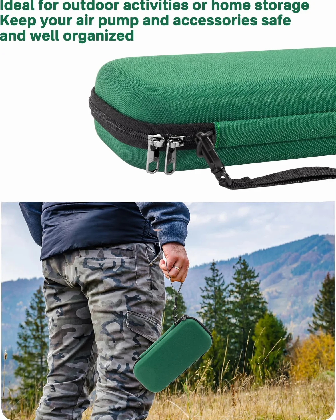 RAIACE Twarda walizka podróżna, kompatybilna z pompką powietrzną Bosch/mini kompresorem EasyPump, z kieszenią z siatki na kable i akcesoria