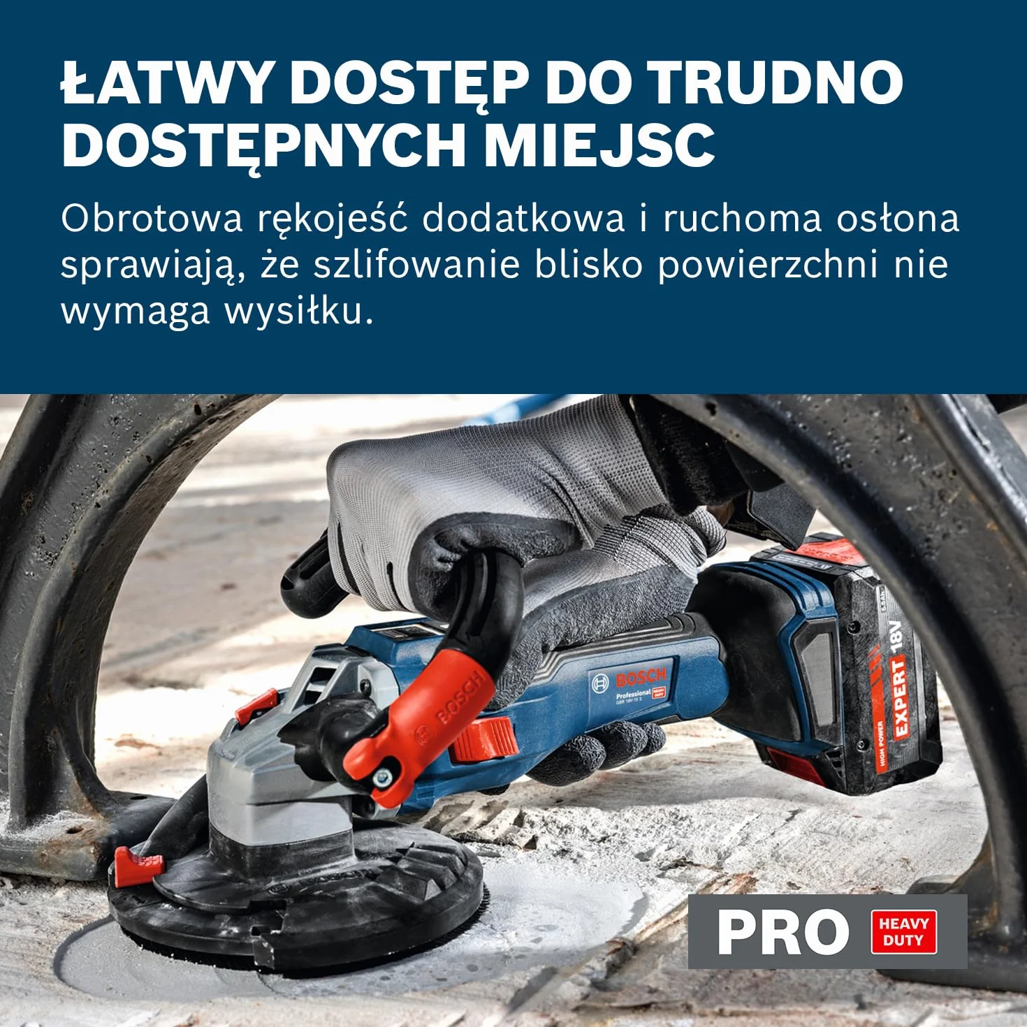 Bosch Professional 18V System Akumulatorowa szlifierka do betonu GBR 18V-15 S (walizka L-BOXX 238, diamentowa tarcza garnkowa, klucz widełkowy, zapasowy dwuczęściowy wieniec szczotkowy)