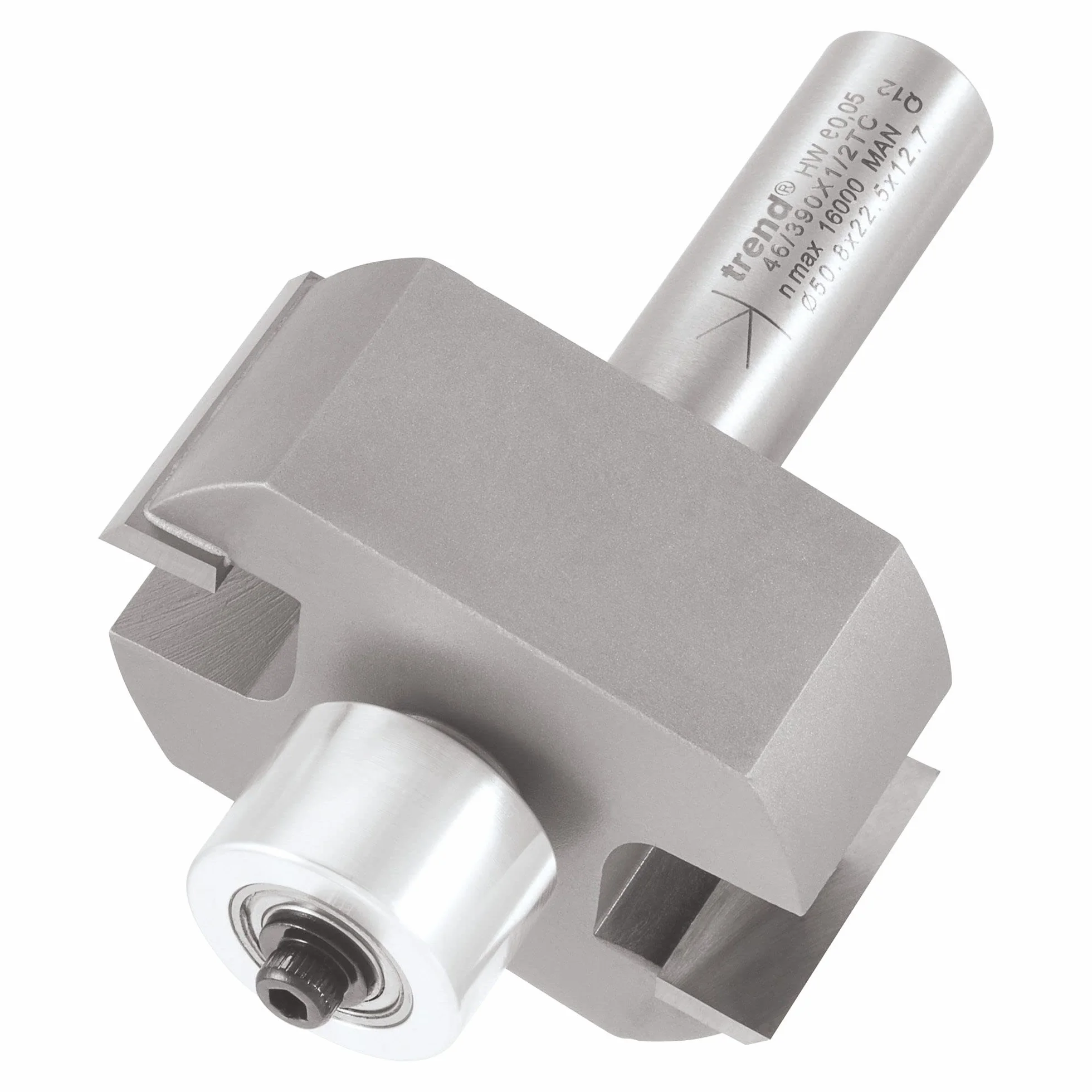 Trend Profesjonalny duży frez do wręgów z prowadzeniem, trzpień 1/2 cala, średnica cięcia 50,8 mm, długość cięcia 22,5 mm, węglik spiekany (TCT), 46/390X1/2TC