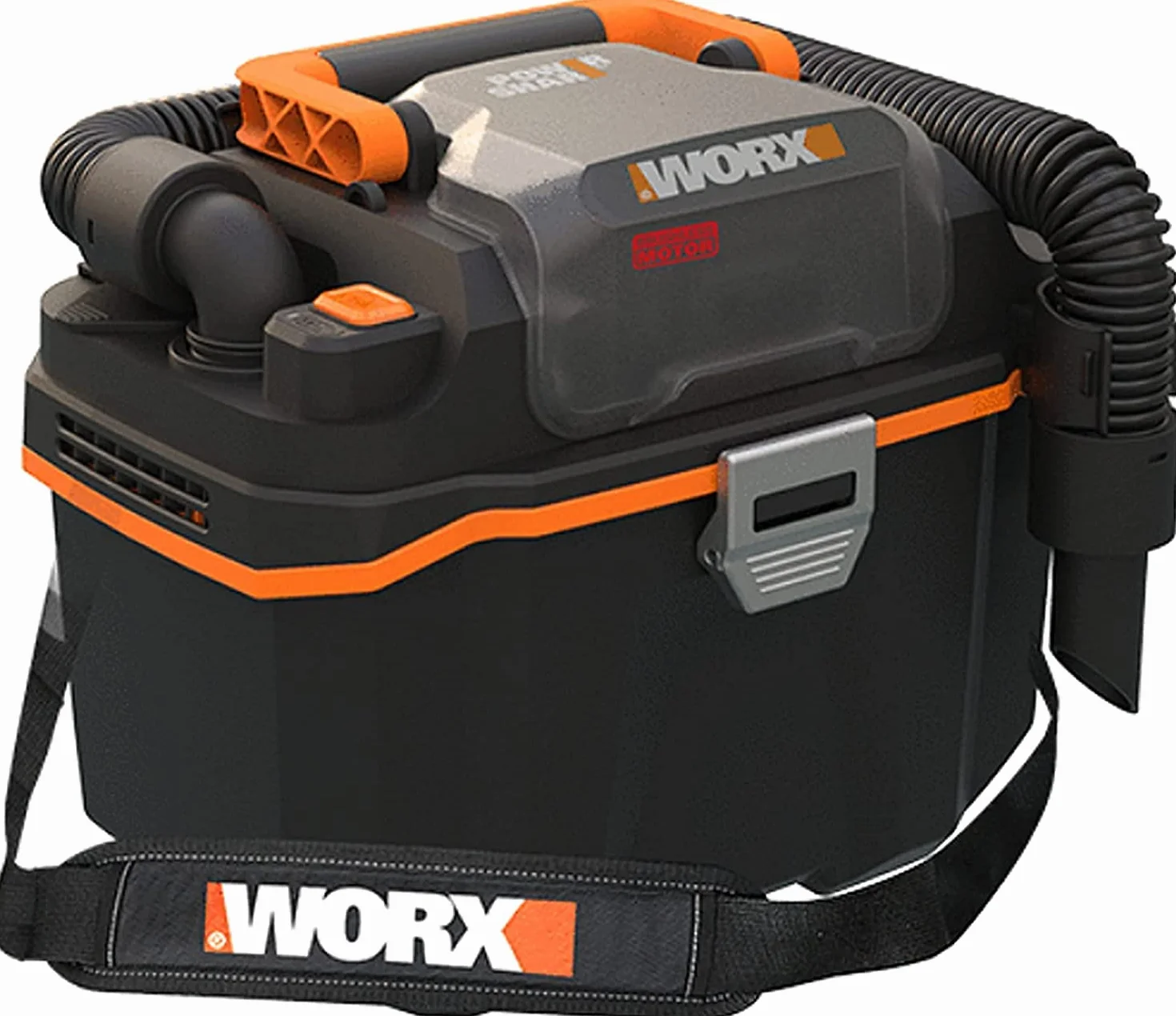 WORX WX031.9 Akumulatorowy odkurzacz do pracy na mokro i na sucho - przenośny i poręczny - 20 V - z dyszą szczelinową i szerokostrą końcówką - bez akumulatora i ładowarki, Czarny/Pomarańczowy