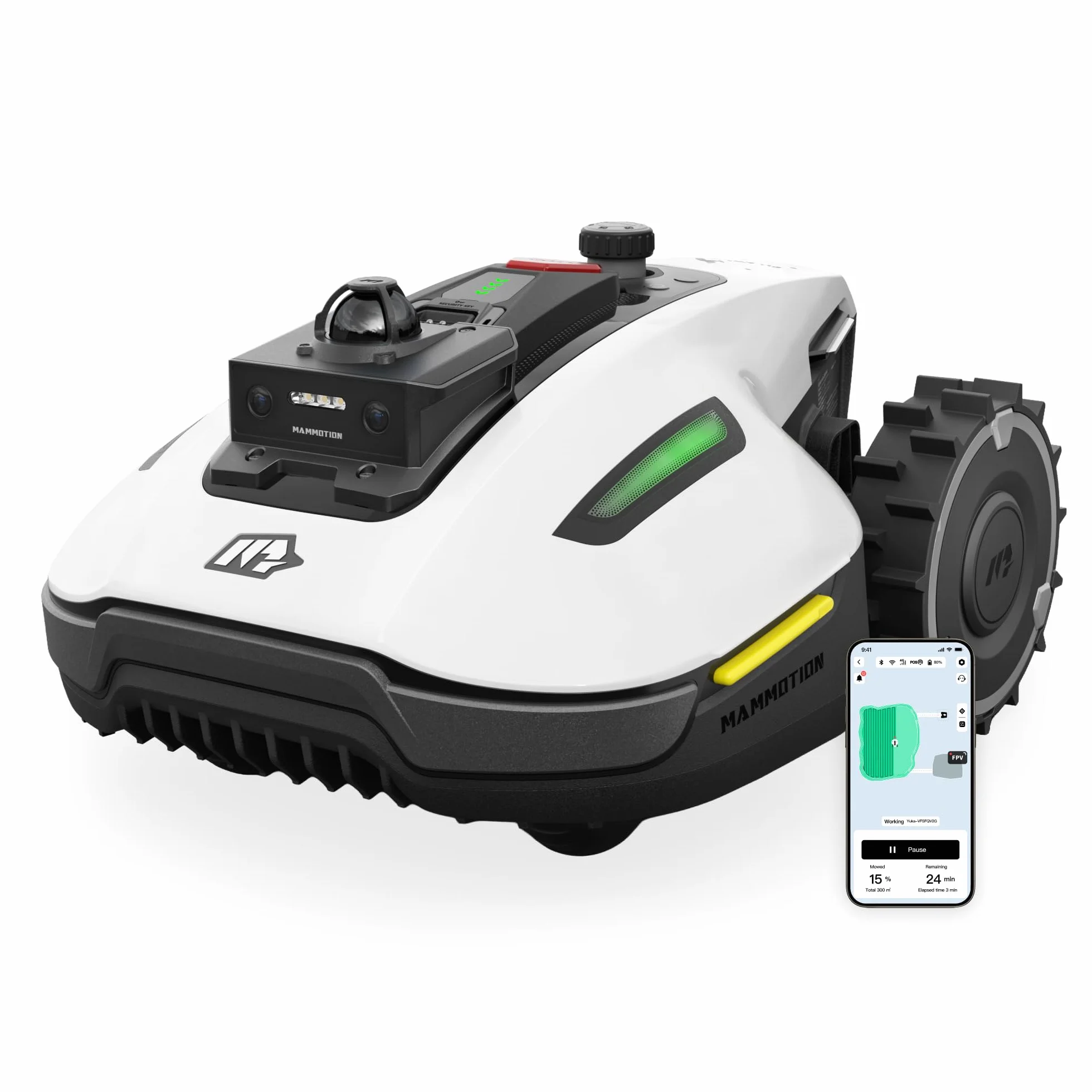 MAMMOTION YUKA mini 2 800 LiDAR Robot koszący bez przewodu obwodowego, rekomendowany 800 m³, LiDAR 360°+ AI Vision, rozpoznawanie ponad 300 przeszkód, DropMow, nachylenie 45%