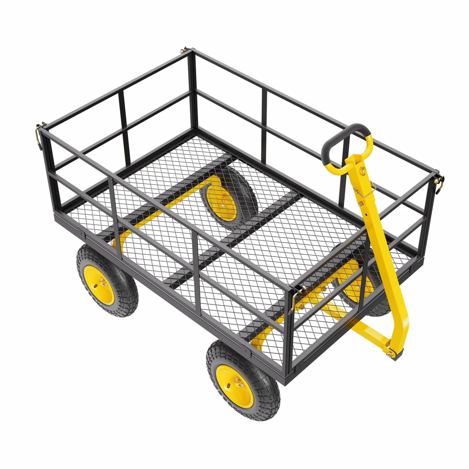 VEVOR Wózek ogrodowy ze stali nierdzewnej 635 kg Heavy Duty Holowanie Wózek ogrodowy, Zewnętrzna metalowa przyczepa ogrodowa z oponami 330 mm Zdejmowane boki z siatki
