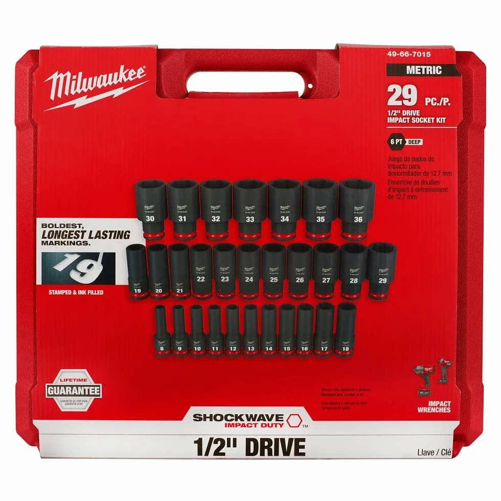 Zestaw 29 kluczy nasadowych metrycznych 6-punktowych Shockwave Impact Duty™ 1/2" Drive 49-66-7015