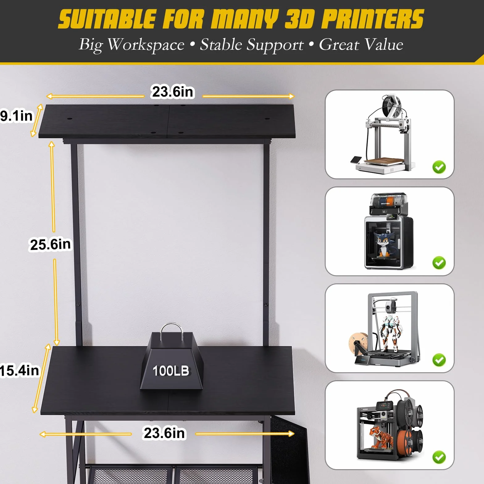 Stolik do drukarki 3D, 5-poziomowy metalowy stojak z miejscem na filament, do biura