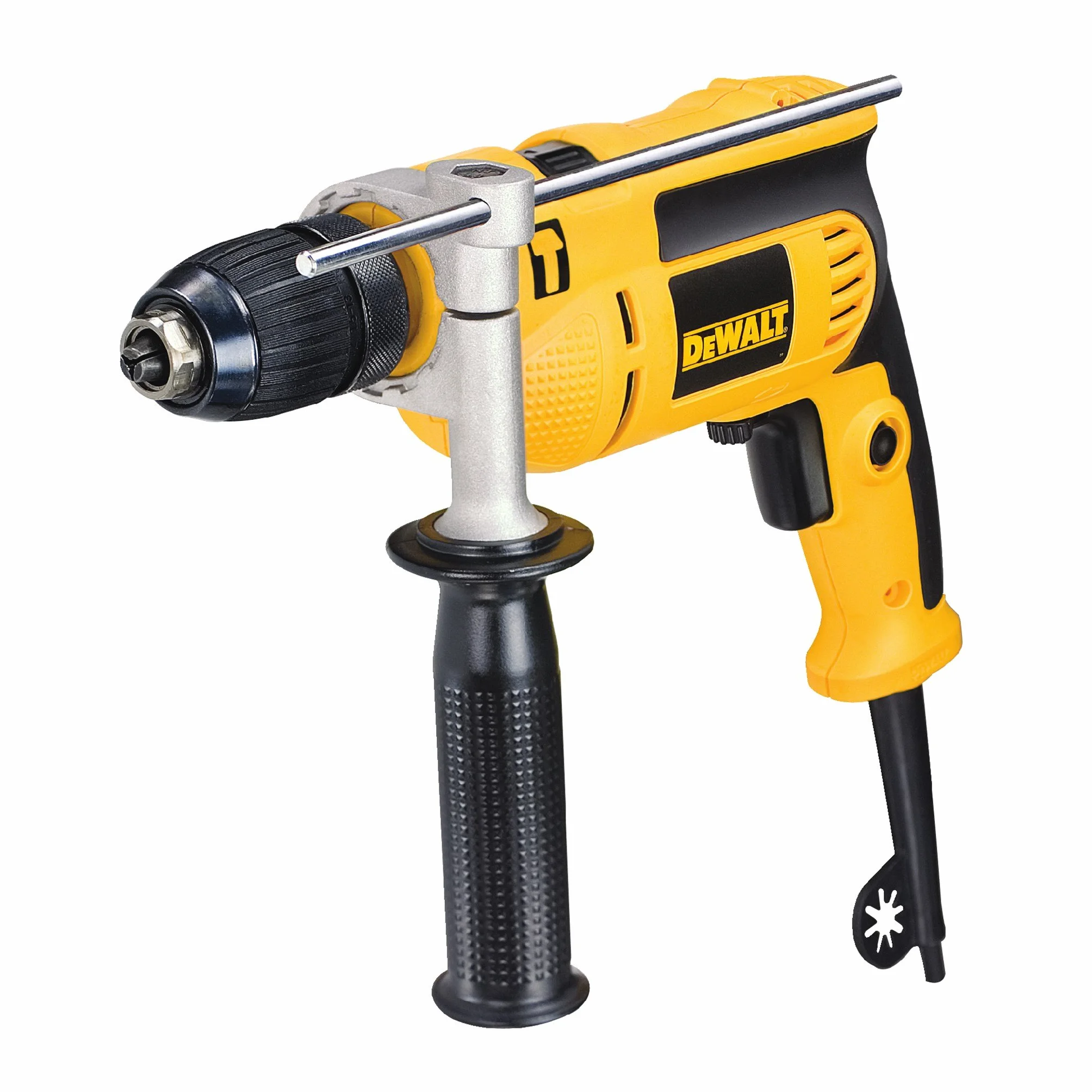 DEWALT DWD024KS wiertarka udarowa (650 W, jednobiegowa, szybkozaciskowy uchwyt wiertarski 13 mm, wytrzymała, bardzo kompaktowa, w zestawie dodatkowy uchwyt, ogranicznik głębokości wiercenia i walizka