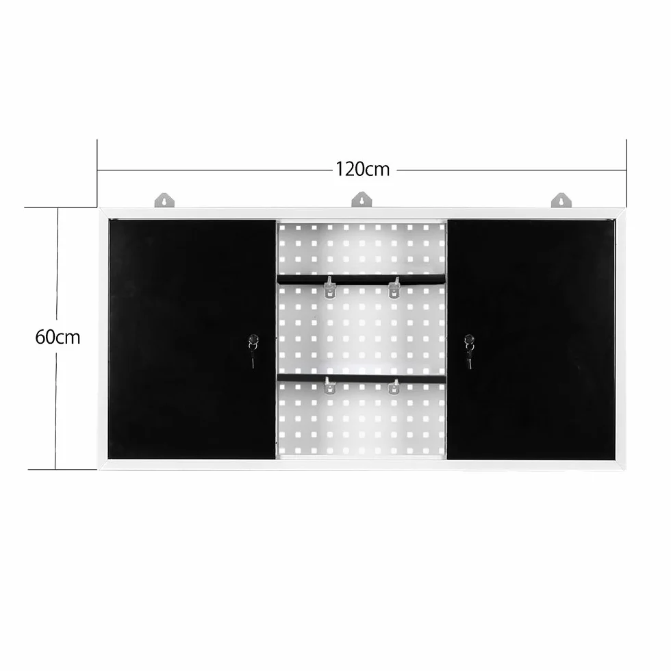 Wiltec Szafka narzędziowa wisząca 60x120x19 cm zamykana z perforacją, stalowa szafka warsztatowa, meble warsztatowe idealne do garażu i warsztatu