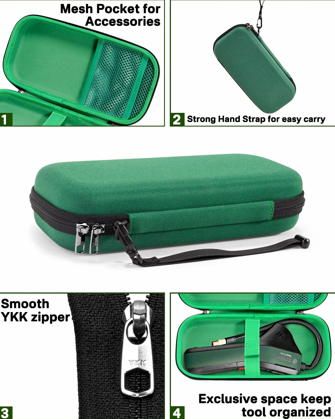 RAIACE Twarda walizka podróżna, kompatybilna z pompką powietrzną Bosch/mini kompresorem EasyPump, z kieszenią z siatki na kable i akcesoria