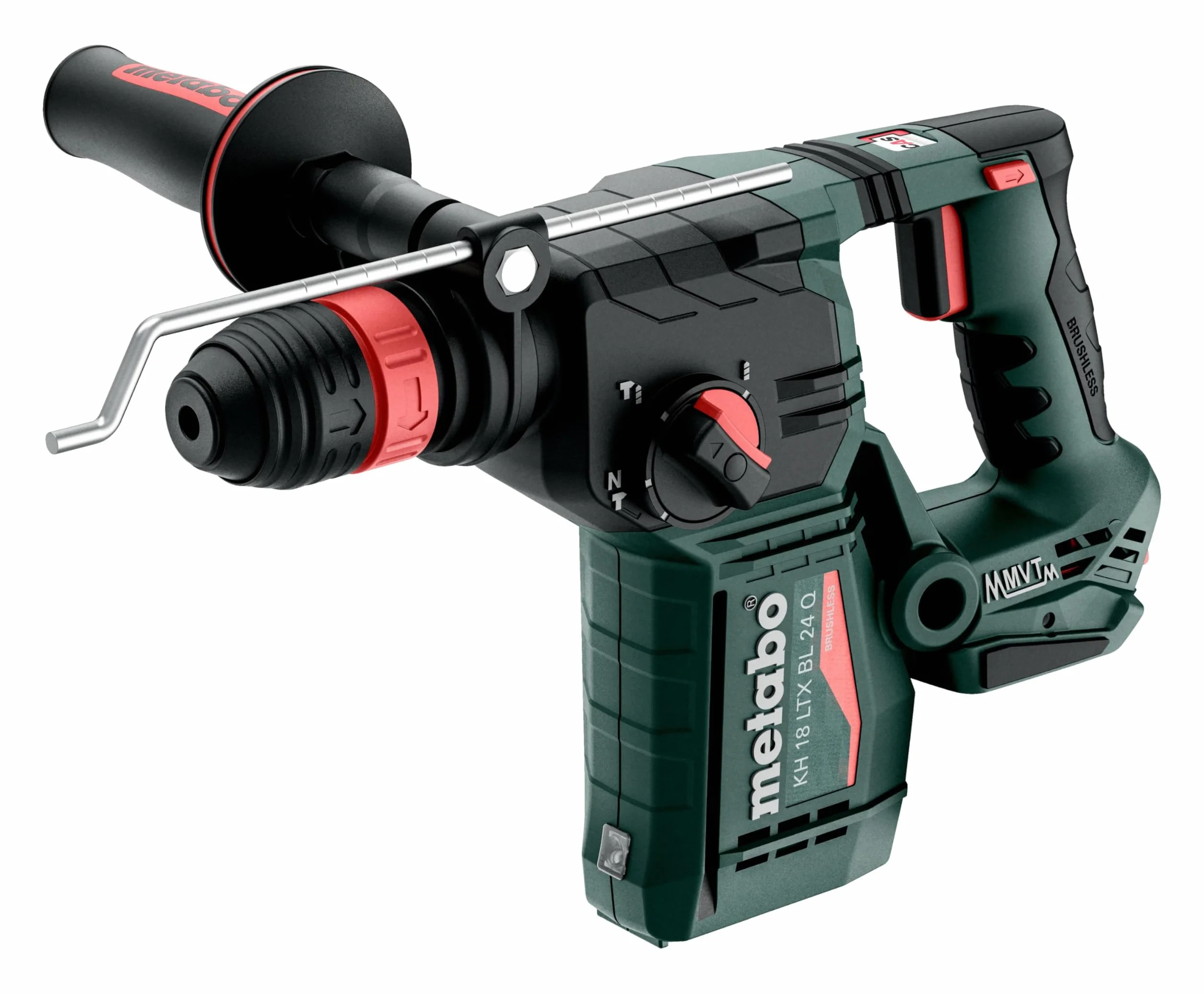 metabo Akumulatorowy młot kombi KH 18 LTX BL 24 Q zestaw ISA - 18 V, 2,2 J, energia udaru 24 mm, średnica wiercenia w betonie - SDS-plus z odsysaniem, silnik bezszczotkowy, idealny do wiercenia i